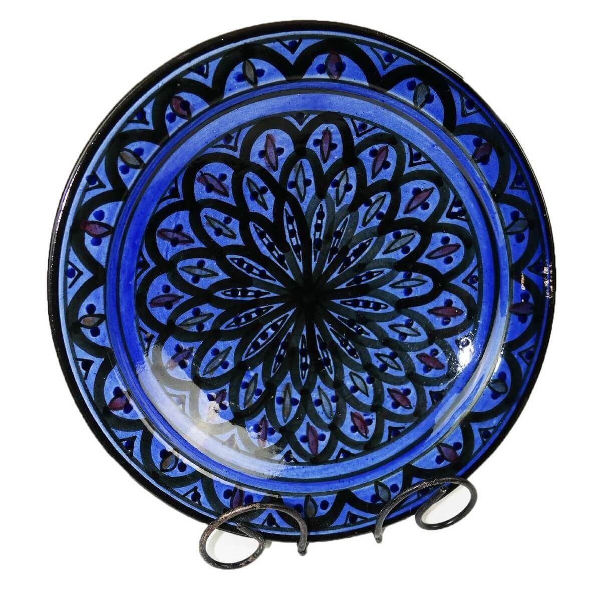 SIMANDRA Handbemahlt Teller mittel, Teller Keramik Blau Orientalischer