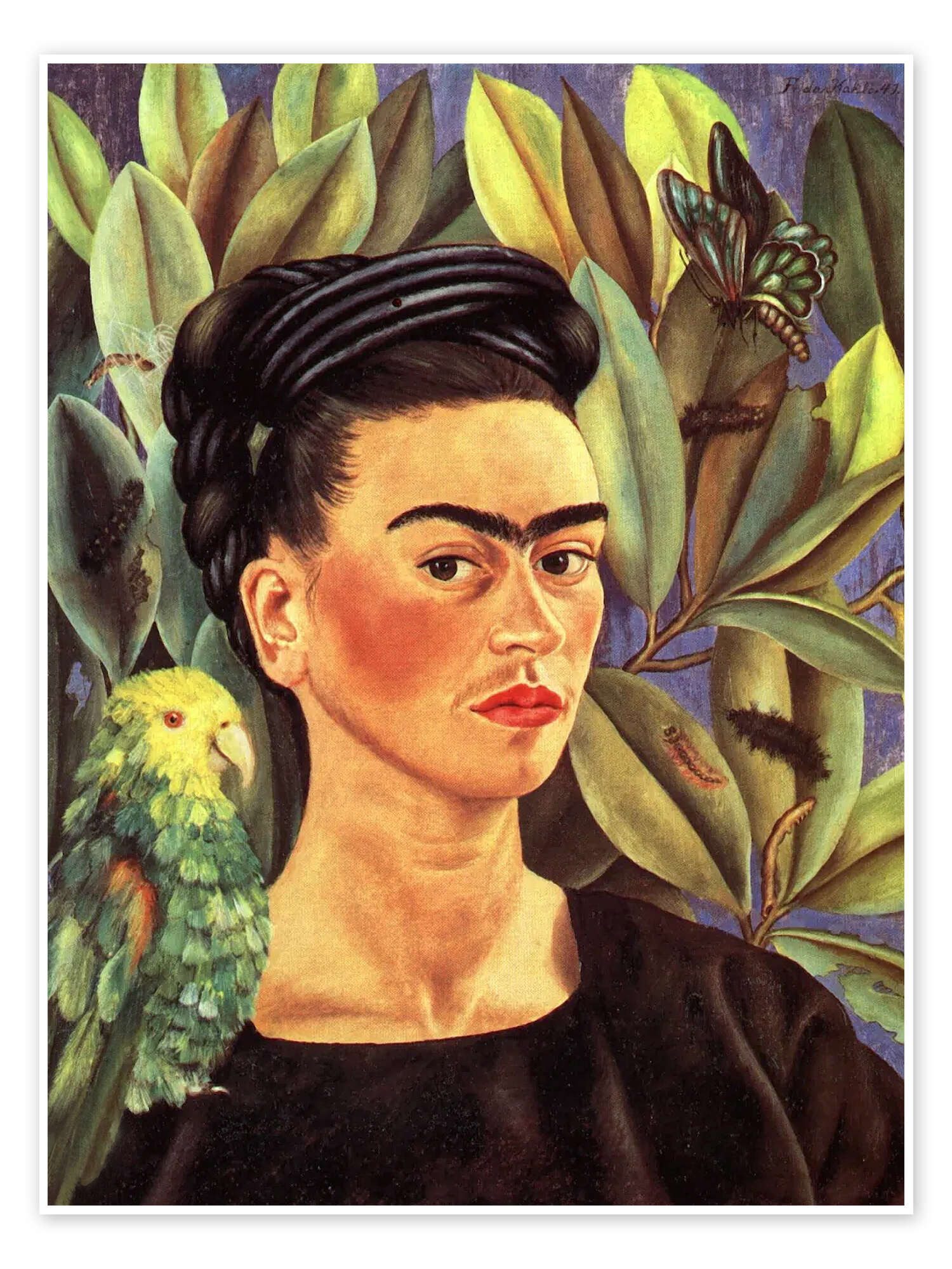 Posterlounge Wandbild Selbstporträt mit Bonito, 1941, Frida Kahlo, erhältlich als Poster, Leinwandbild, Wandsticker oder Acrylglasbild