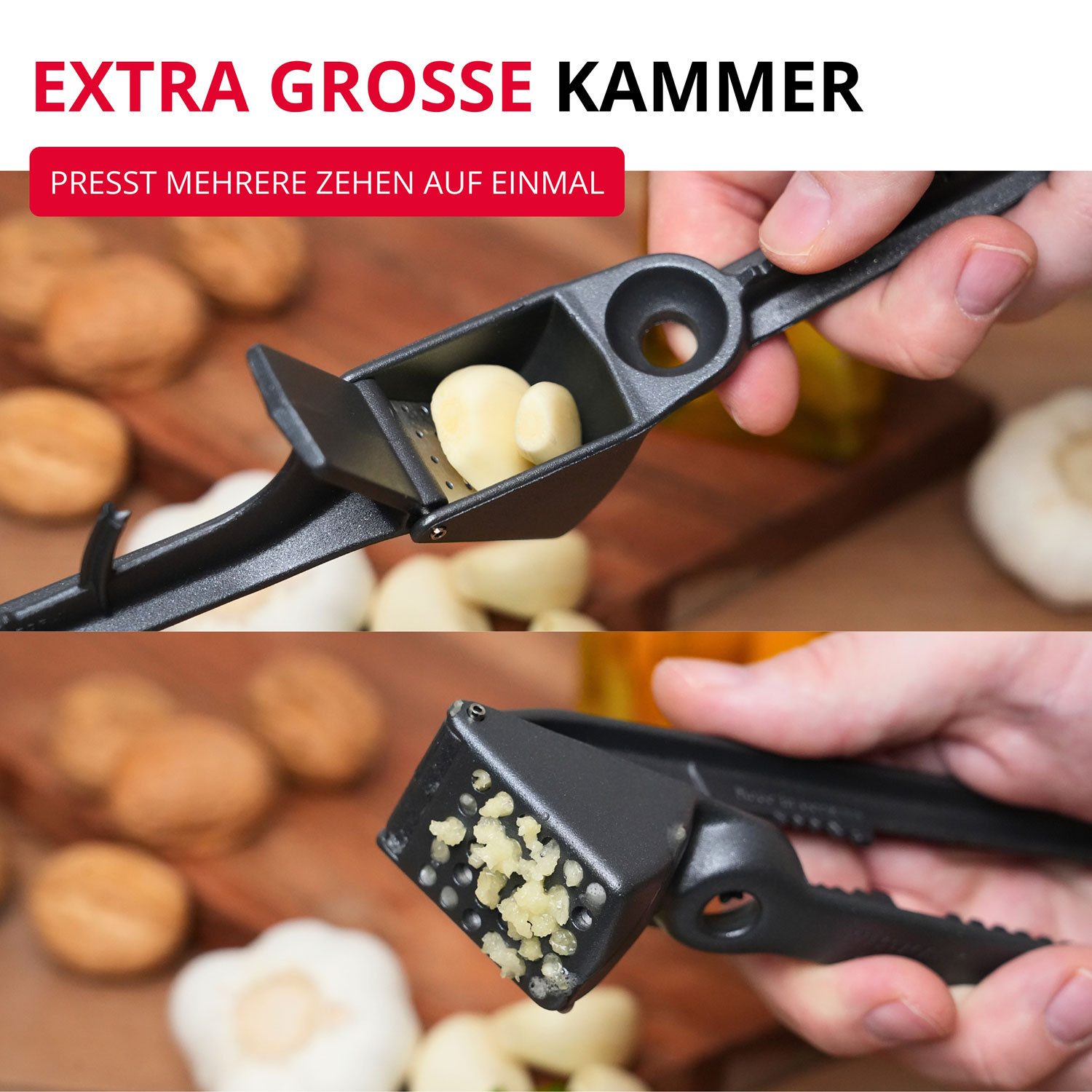 WESTMARK Knoblauchpresse Extracta Black Edition – Zwiebelpresse & Ingwerpresse – aus Aluminium, Aluminium