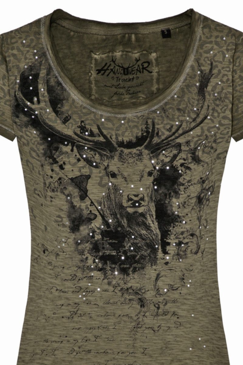 Hangowear Trachtenshirt Trachtenshirt Damen - GISMARA - dunkelgrün