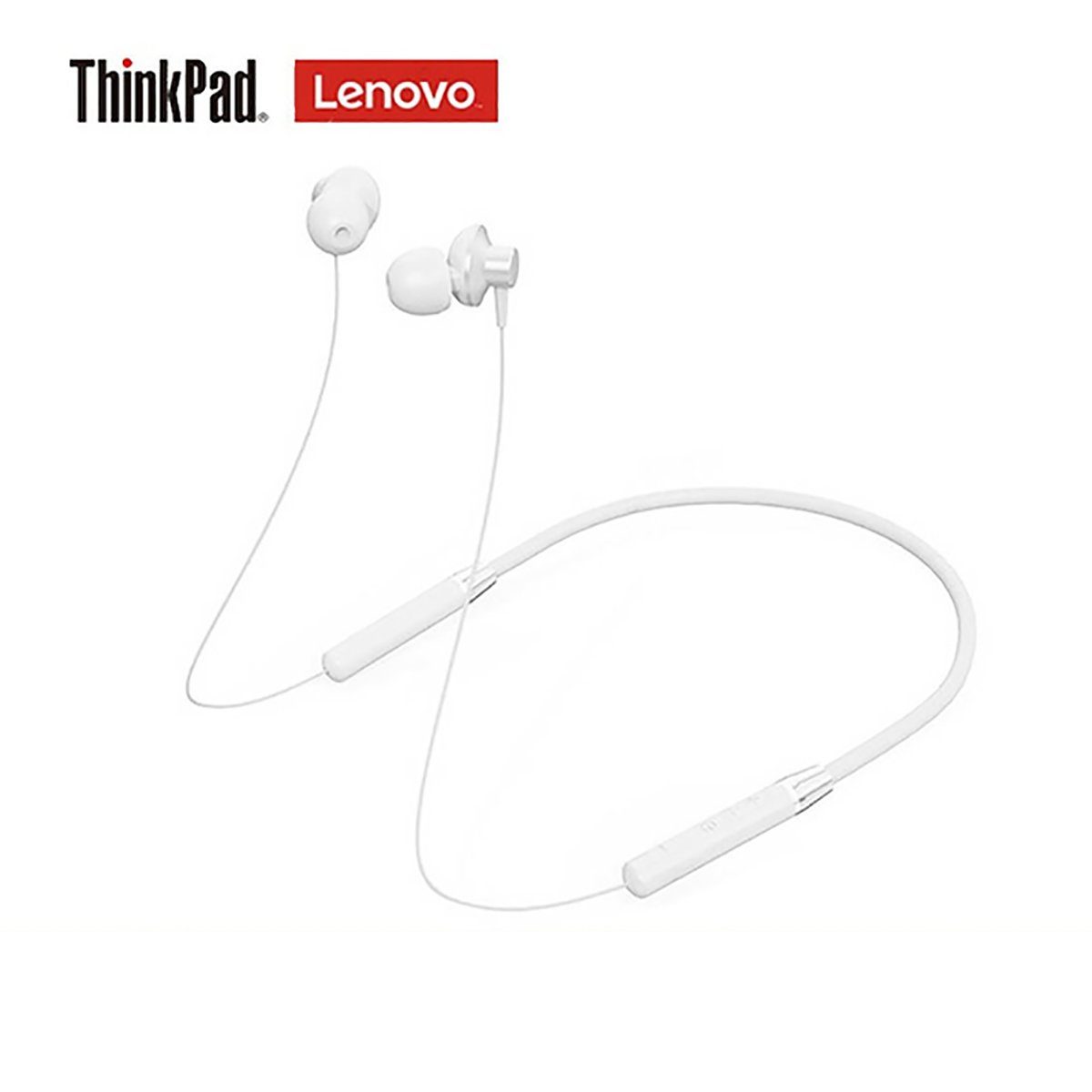 bis Bluetooth-Kopfhörer Lenovo mit Mikrofon - HE05 Stereo-Ohrhörer, Weiß) mit Touch-Steuerung zu 5.0, 6 (Bluetooth Stunden, Akkulaufzeit