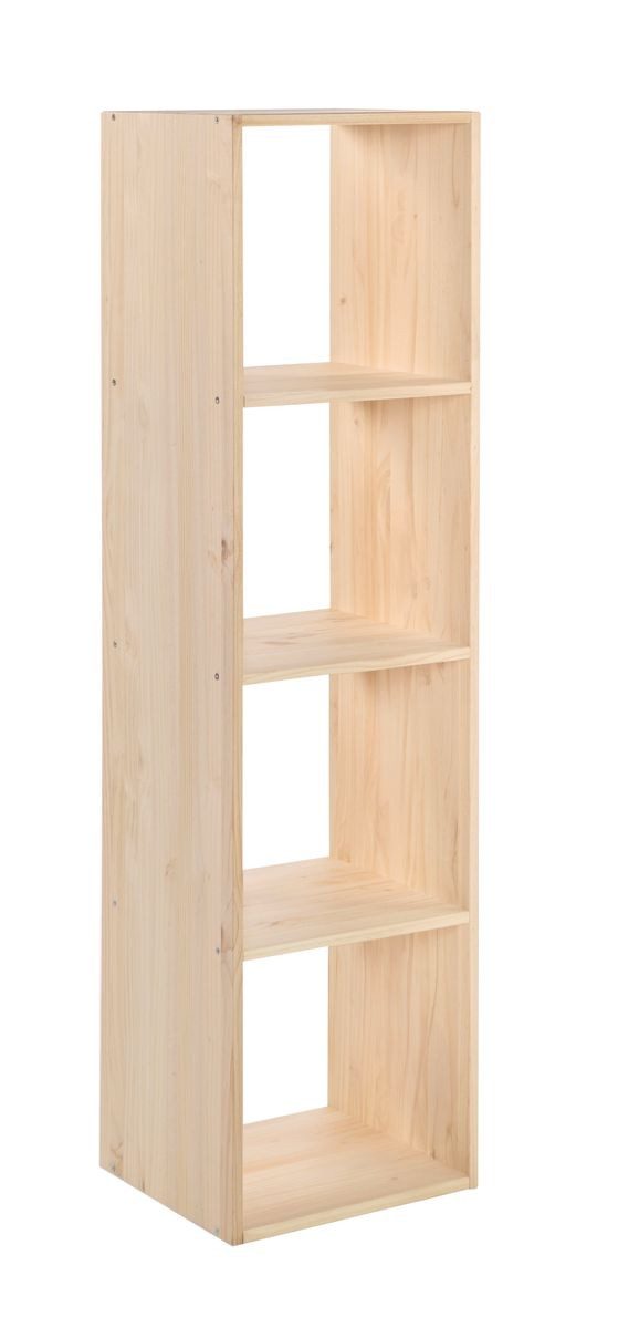Astigarraga Kit Line Standregal Dinamic Würfel Holzregal Schrankmodul, Kiefernholz, modular kombinierbar, 4x1 Fächer (33x36,2x140cm)