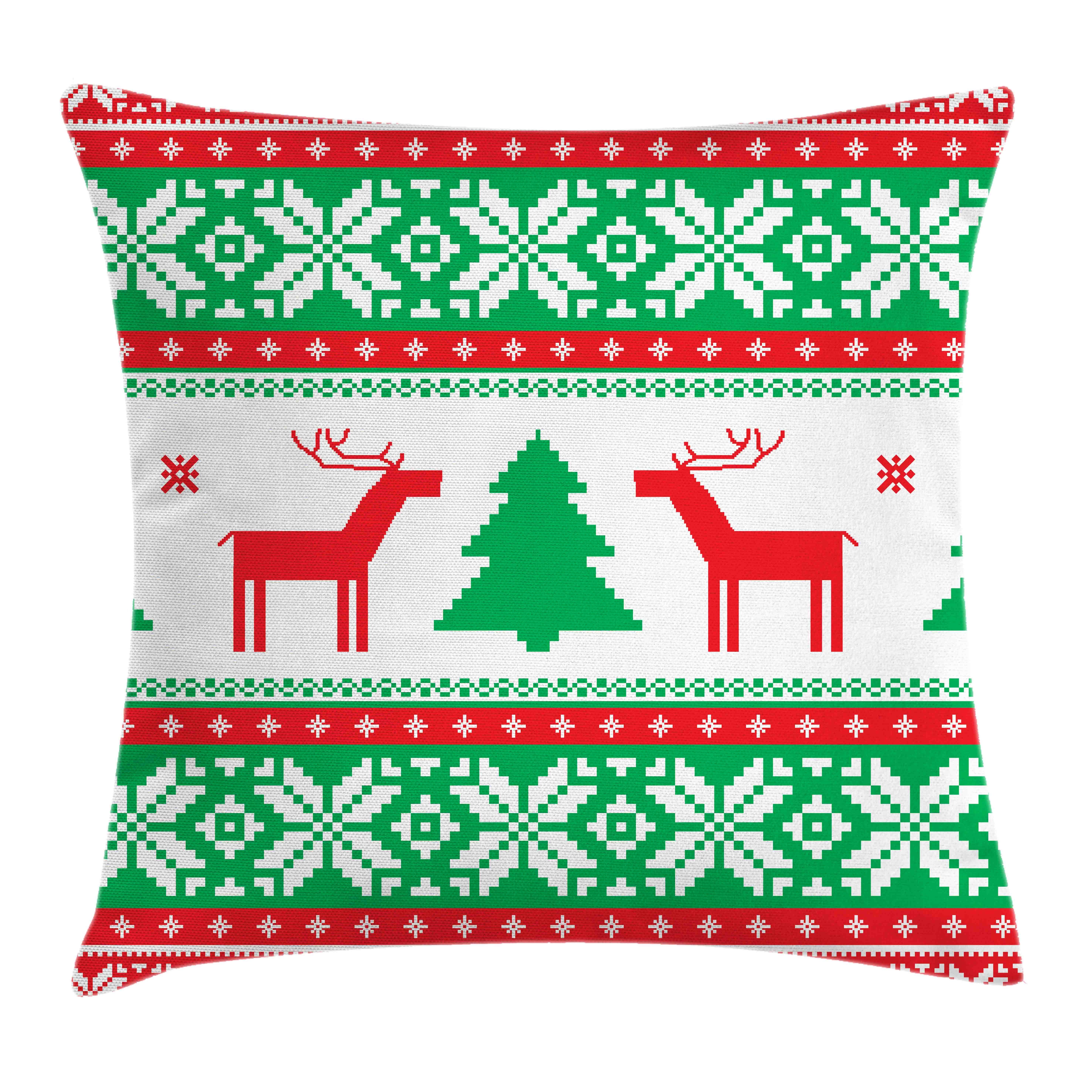 Kissenbezüge Reißverschluss Kissenhülle mit Farbfesten Farben Beidseitiger Druck, Abakuhaus (1 Stück), Weihnachten Ferienzeit Deer