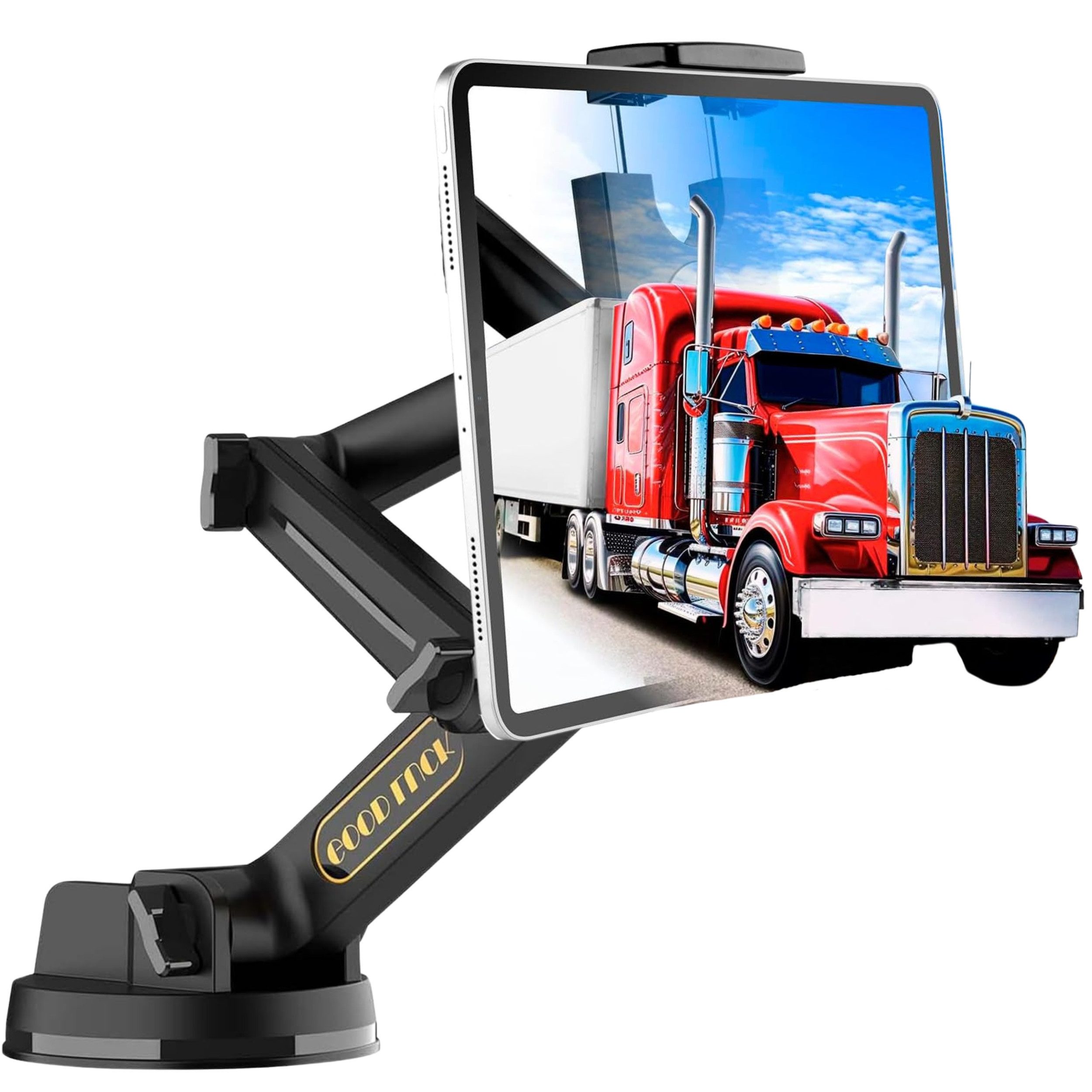 S&T Design Tablet-Halterung Tablet Handy Halterung Wohnmobil 360° KFZ Auto Armaturenbrett Scheibe, (bis 13 Zoll, Langer Arm & Hitzebeständig, Tablet & iPad Halterung, KFZ, LKW, Wohnmobil, Traktor & Baustellenfahrzeuge für Handy & Tablets)