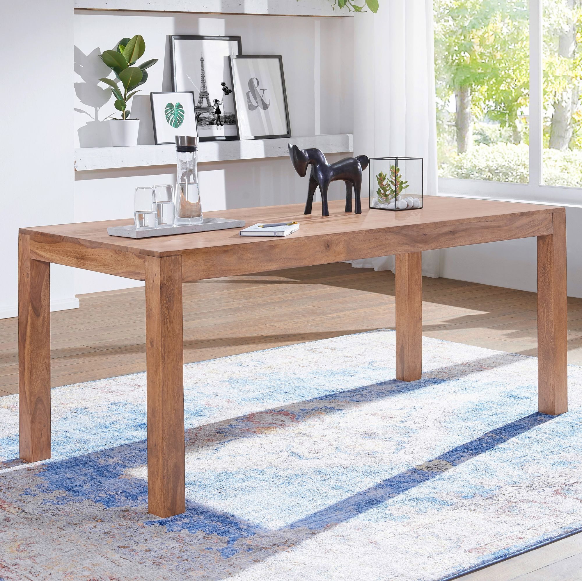 Wohnling Esstisch WL1.442 MUMBAI Massiv 120 x 60 x 76 cm Akazie Esszimmertisch Küchenti (Akazie Massivholz 120x60x76 cm Esszimmertisch), Küchentisch Esszimmer Modern, bis zu 6 Personen
