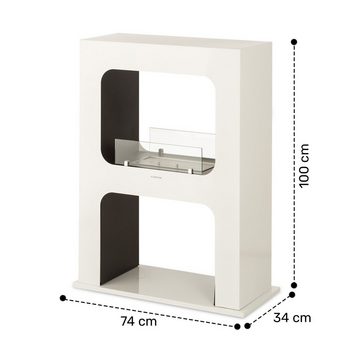 Klarstein Echtfeuer-Dekokamin Phantasma Peña Ethanol-Kamin, Bio-Ethanol Sicherheitsbrenner Kaminofen Weiss