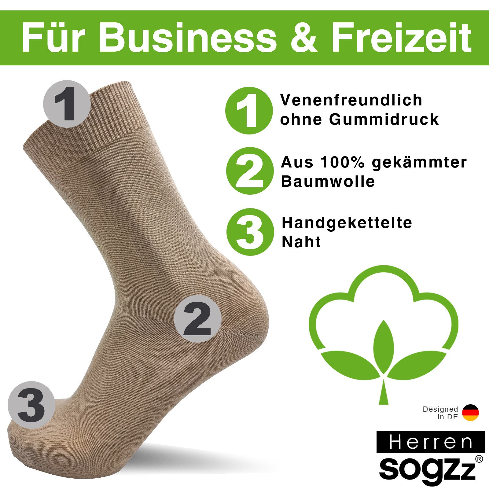 sogzz Businesssocken 6-12 Paar 100% Baumwolle Herren Herrensocken Schwarz W günstig online kaufen