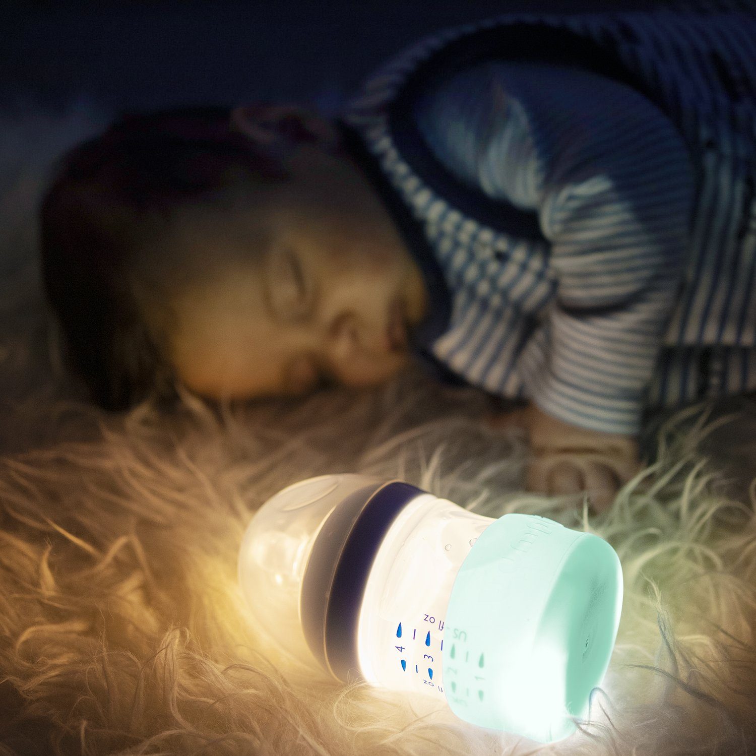 + rosa Nachtlicht für Patentiertes Babyflasche Drei bumpli® Leuchtstufen Babyflaschen, Timerfunktion Milchflaschen,