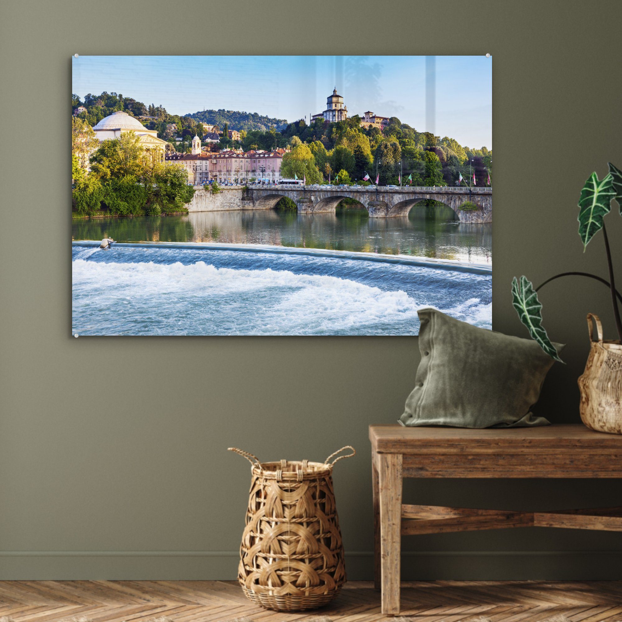 (1 Turin Brücke Wohnzimmer St), & - Acrylglasbilder Schlafzimmer Acrylglasbild - Fluss, MuchoWow