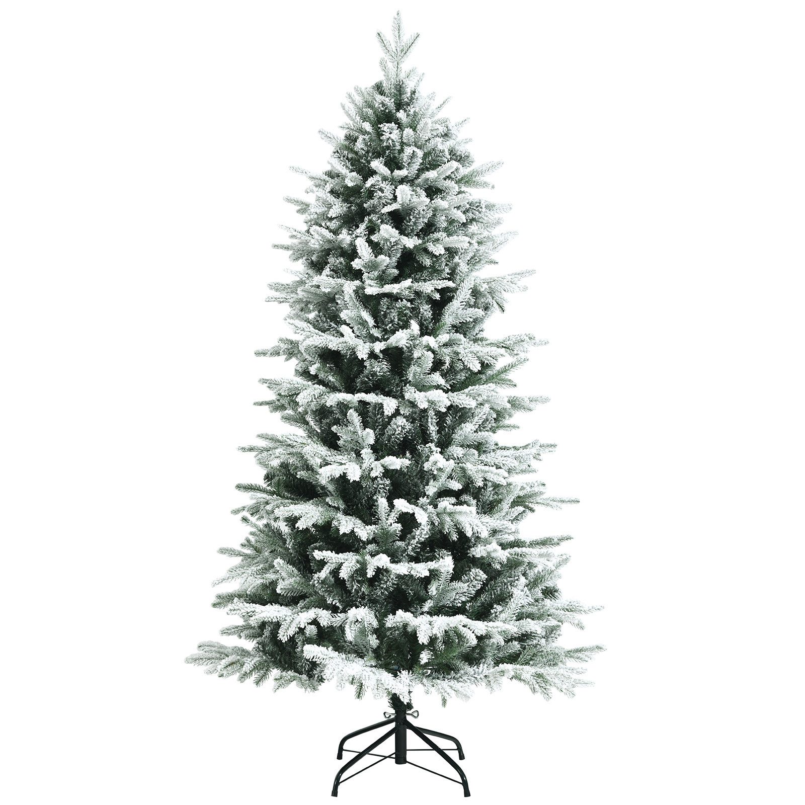COSTWAY Künstlicher Weihnachtsbaum, 1870 PVC & PE Zweigen mit Schnee