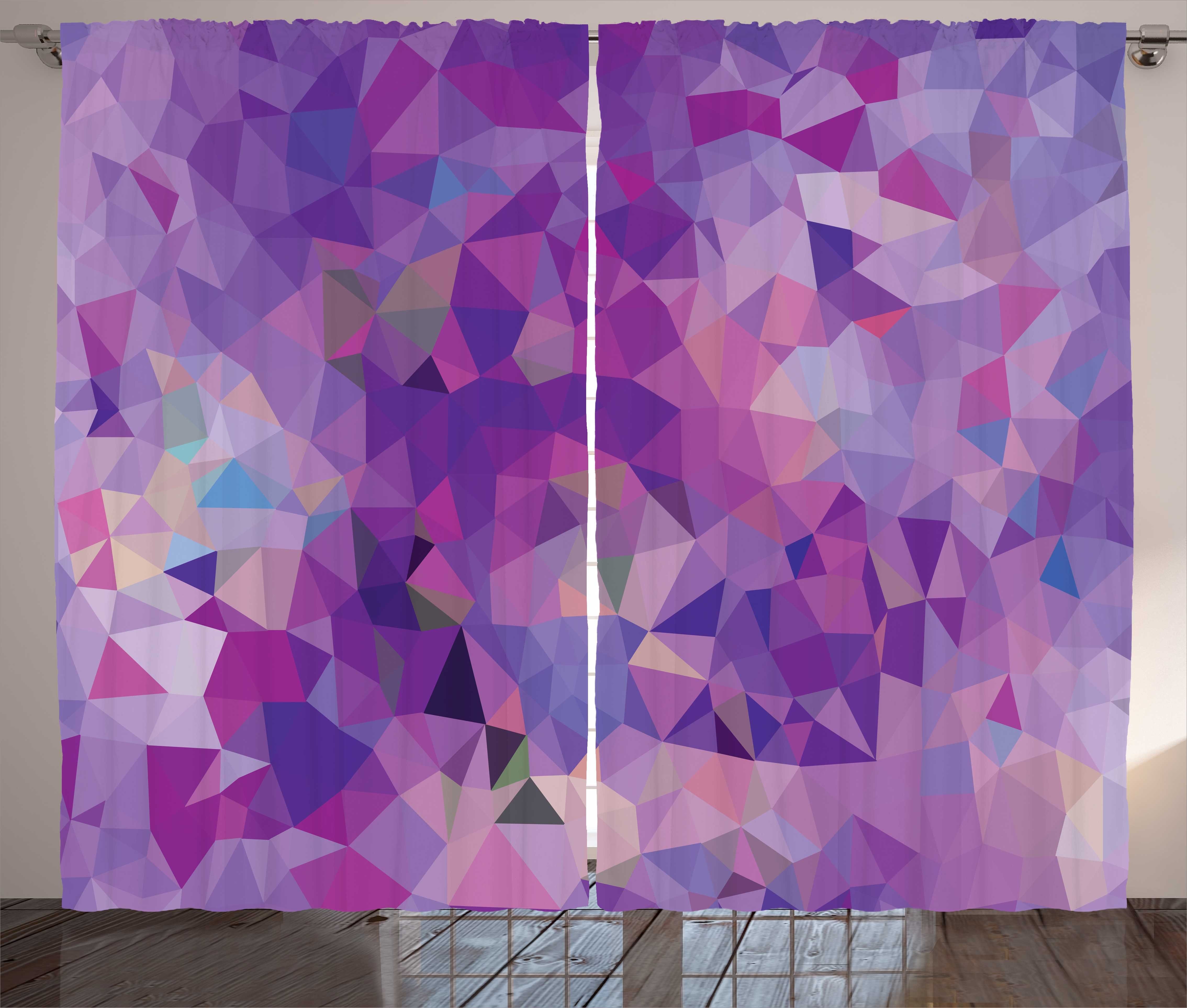 Gardine Schlafzimmer Kräuselband Vorhang mit und Haken, Schlaufen tonte Triangles Violet Polygonen Abakuhaus