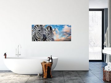 Pixxprint Glasbild Zebra Pärchen, Zebra Pärchen (1 St), Glasbild aus Echtglas, inkl. Aufhängungen und Abstandshalter