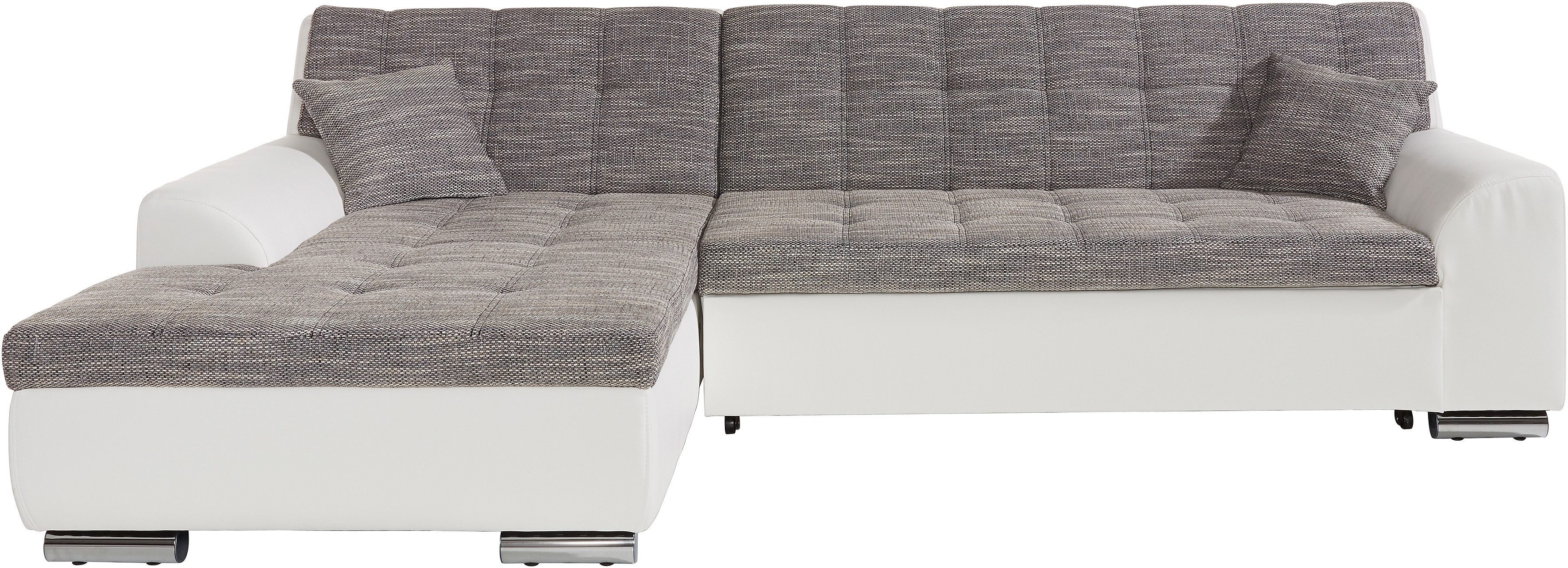 DOMO collection Ecksofa Treviso viele Bezüge, auch in Cord, L-Form, B/T/H: 267/80/83 cm, wahlweise mit Bettfunktion, incl. Zierkissen, hochwertige Steppung