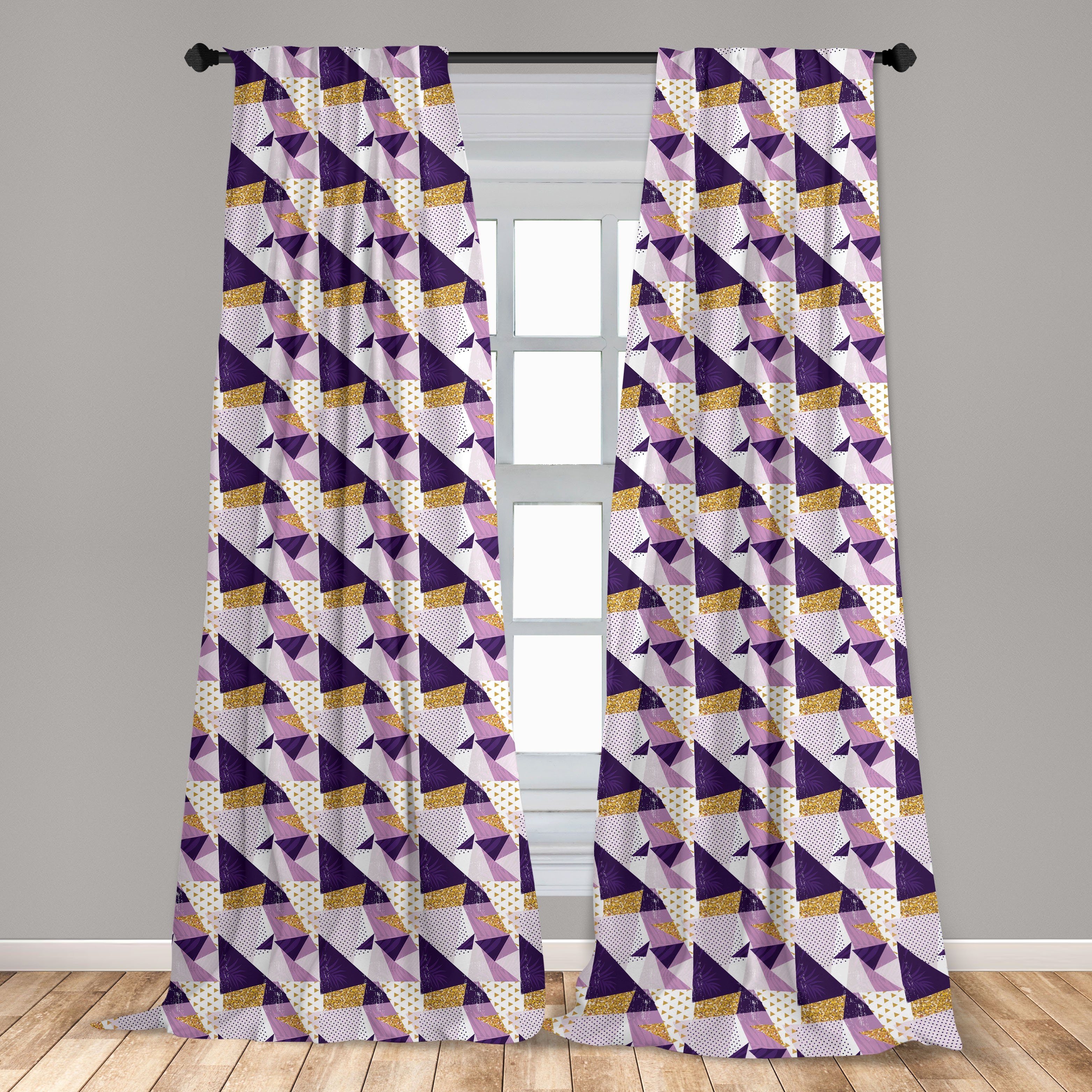 Schlafzimmer Geometrisch Vorhang Wohnzimmer Abakuhaus, für Microfaser, Design Kantiges Dekor, Gardine Triangles