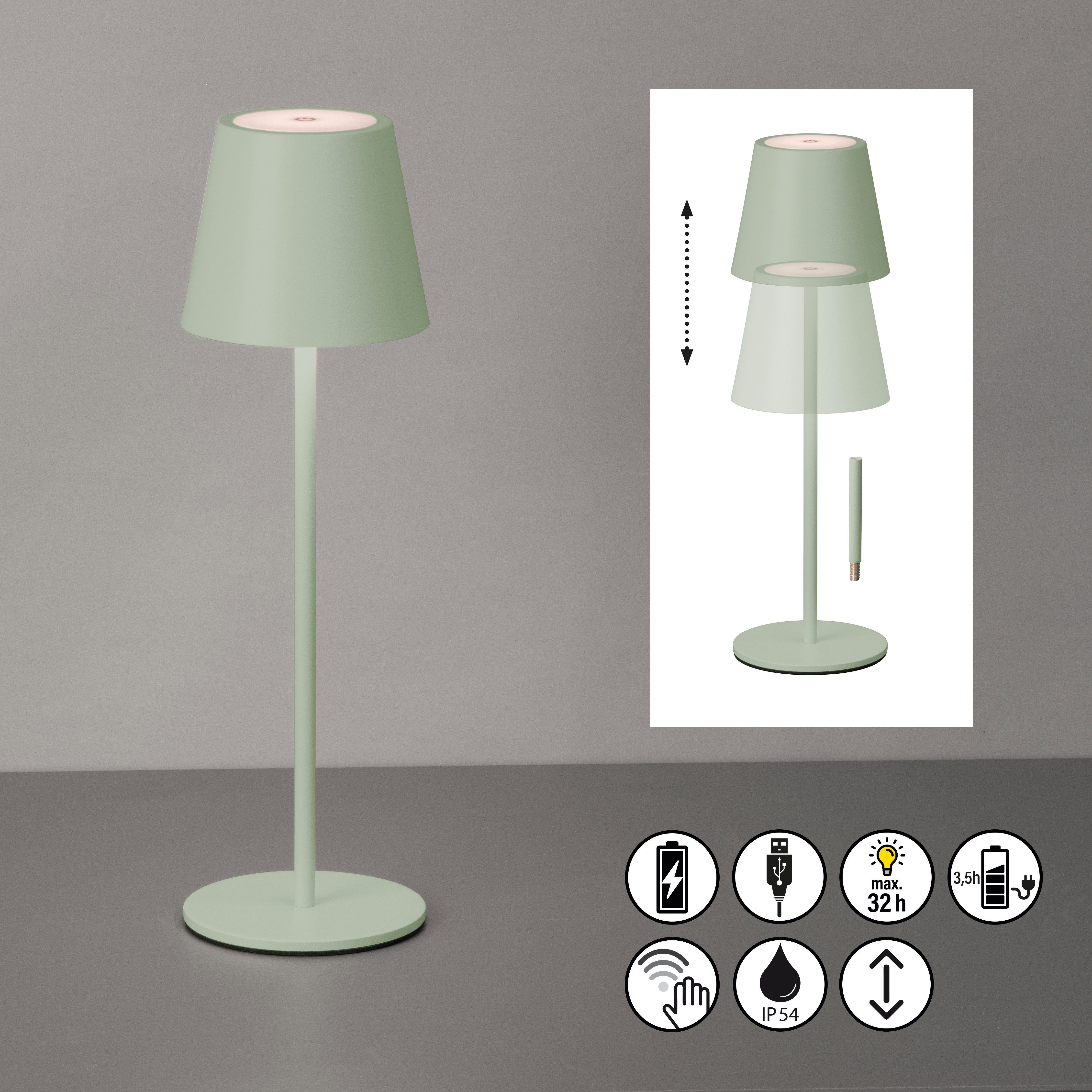 easy! BY FHL Außen-Tischleuchte Viletto, Dimmfunktion, USB-Ladefunktion, LED fest integriert, Warmweiß, lange Leuchtdauer