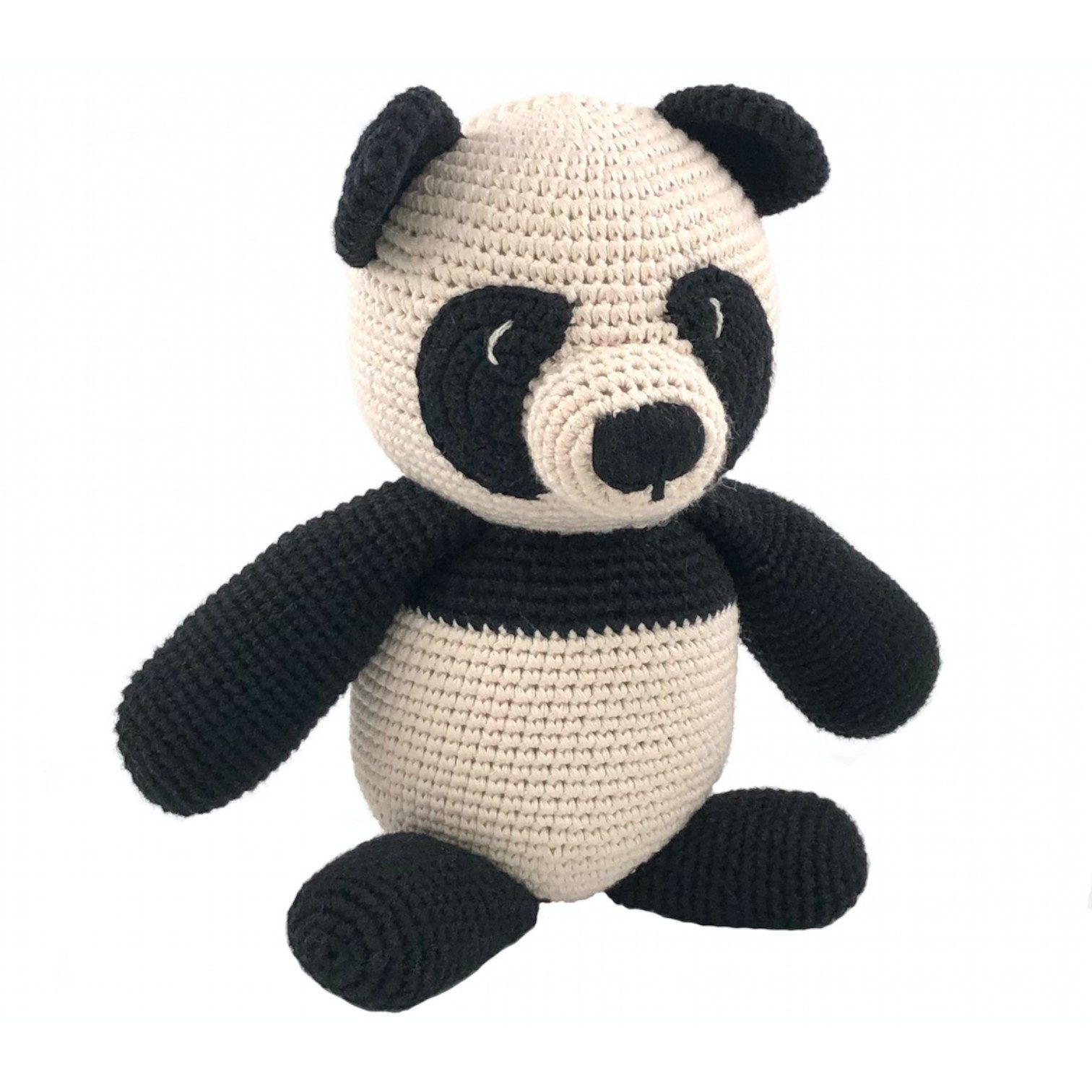 Luna-Leena Kuscheltier Pandabär Kuscheltier – Schwarz-Weiß – handgehäkelt aus Bio-Baumwolle