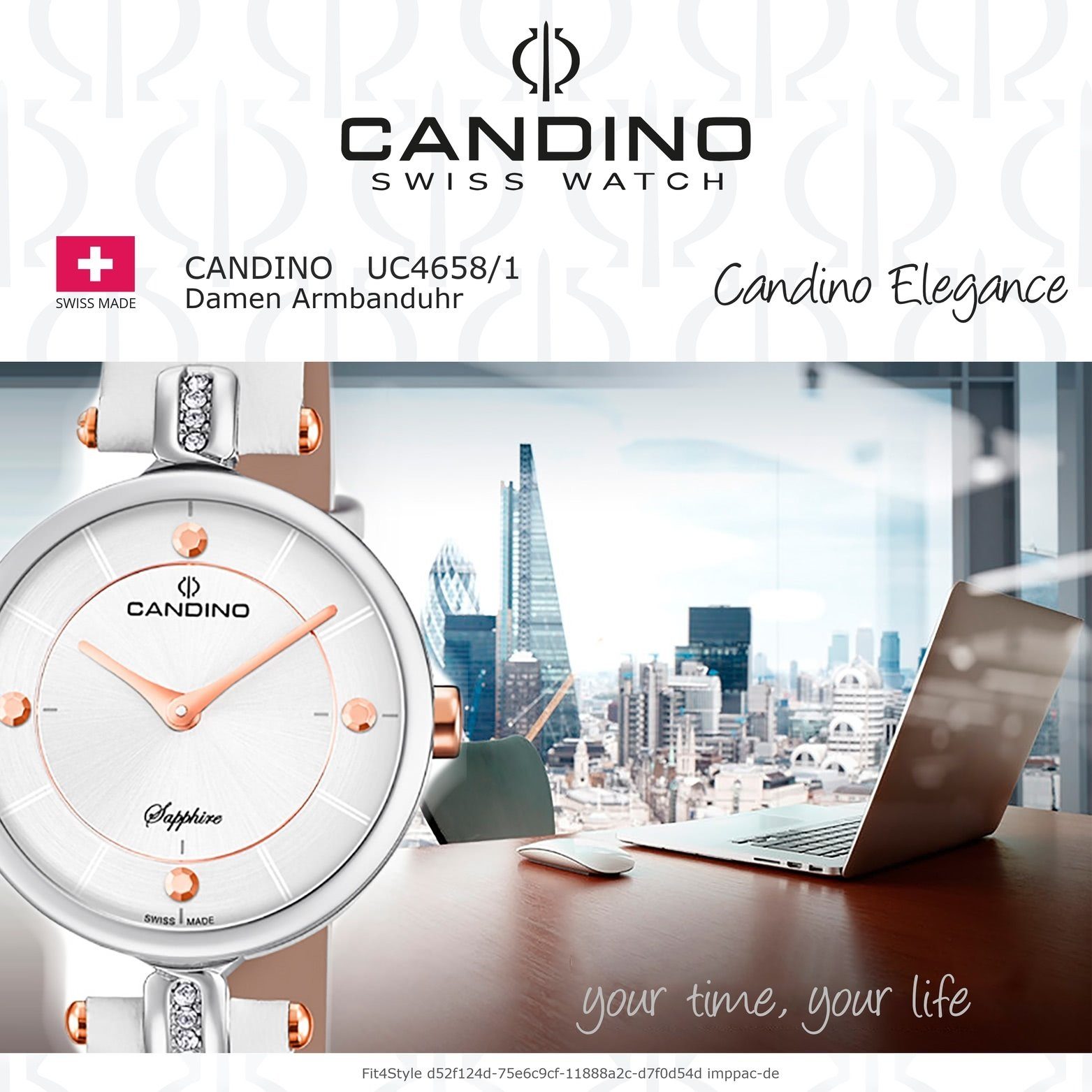 Fashion-S Uhr, Leder mit klein Gehäuse, rundes Lederarmband, Elegance (ca. Candino Damen Quarzuhr Candino Quarz 29mm), Damenuhr