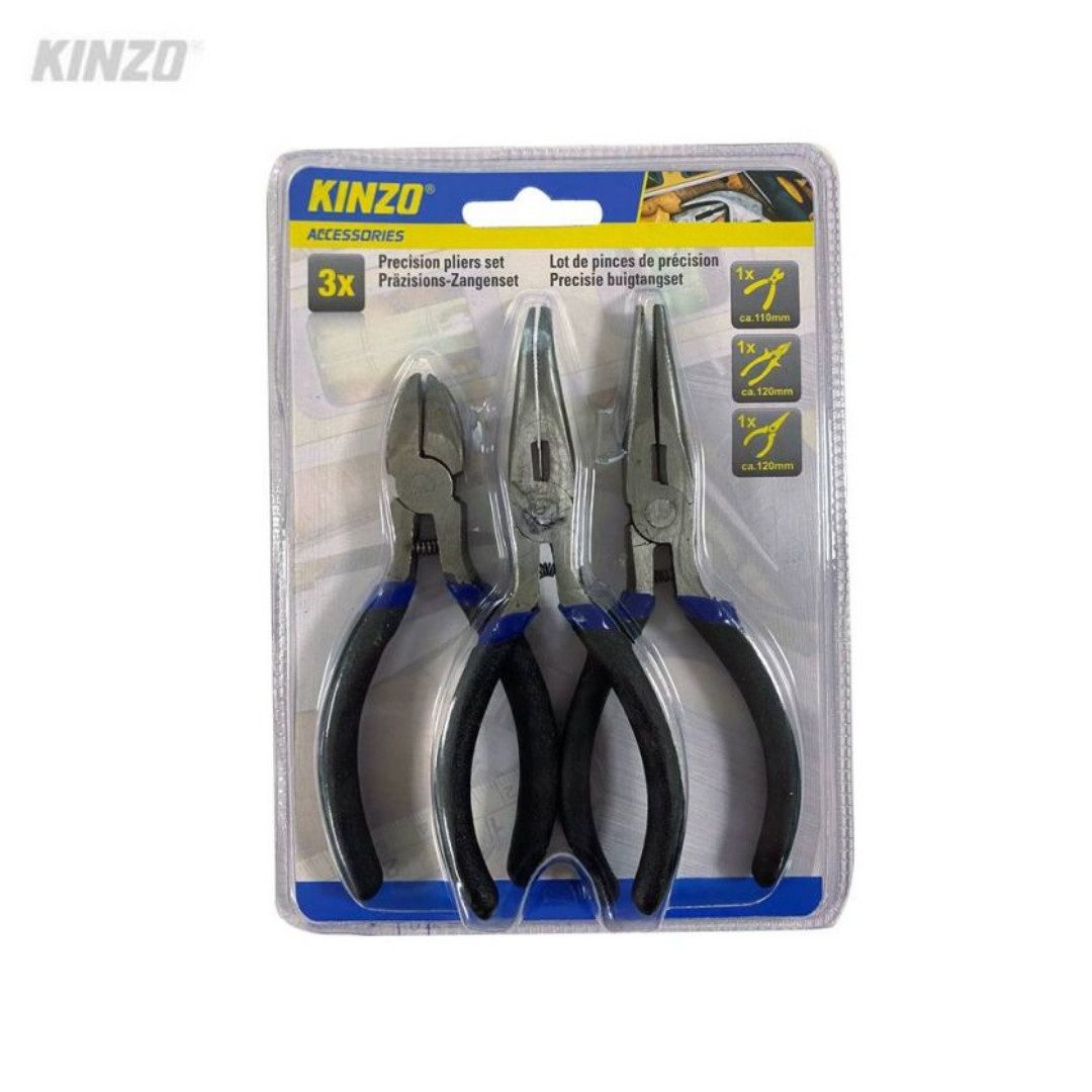 Kinzo Zangenset KINZO Präzisionszangen‑Set 3‑teilig Zangen Set Mini Zange Set, 3-tlg., 3 er Set, Präzise, handlich