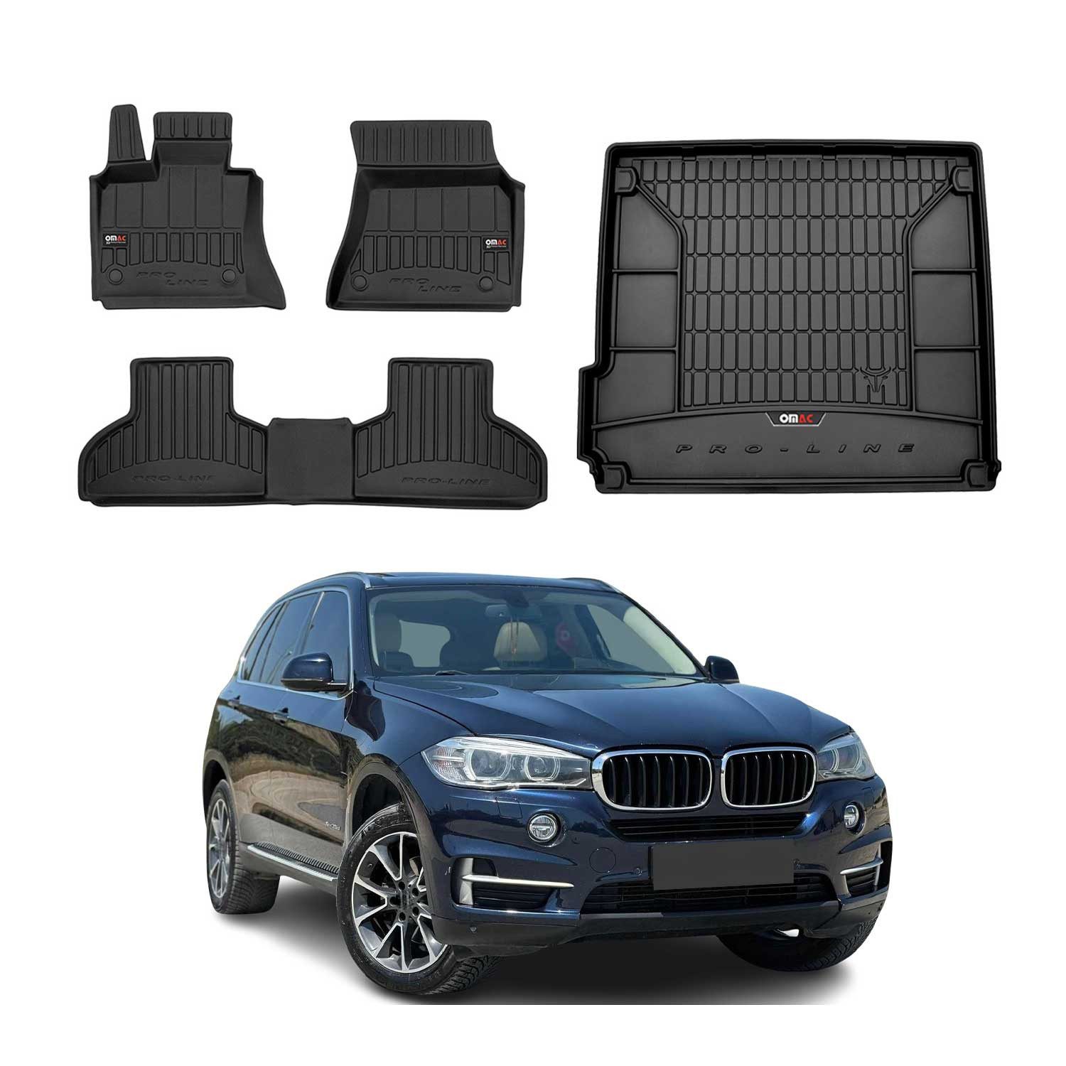 OMAC Auto-Fußmatten OMAC Fußmatten & Kofferraumwanne Set für BMW X5 F15 2013-2018 Gummi 4x (4 St), für BMW X5 F15 F85 2013-2018 BMW X5 F15 F85 2013-2018, Einfache Installation,Antirutsch,Leicht zu reinigen
