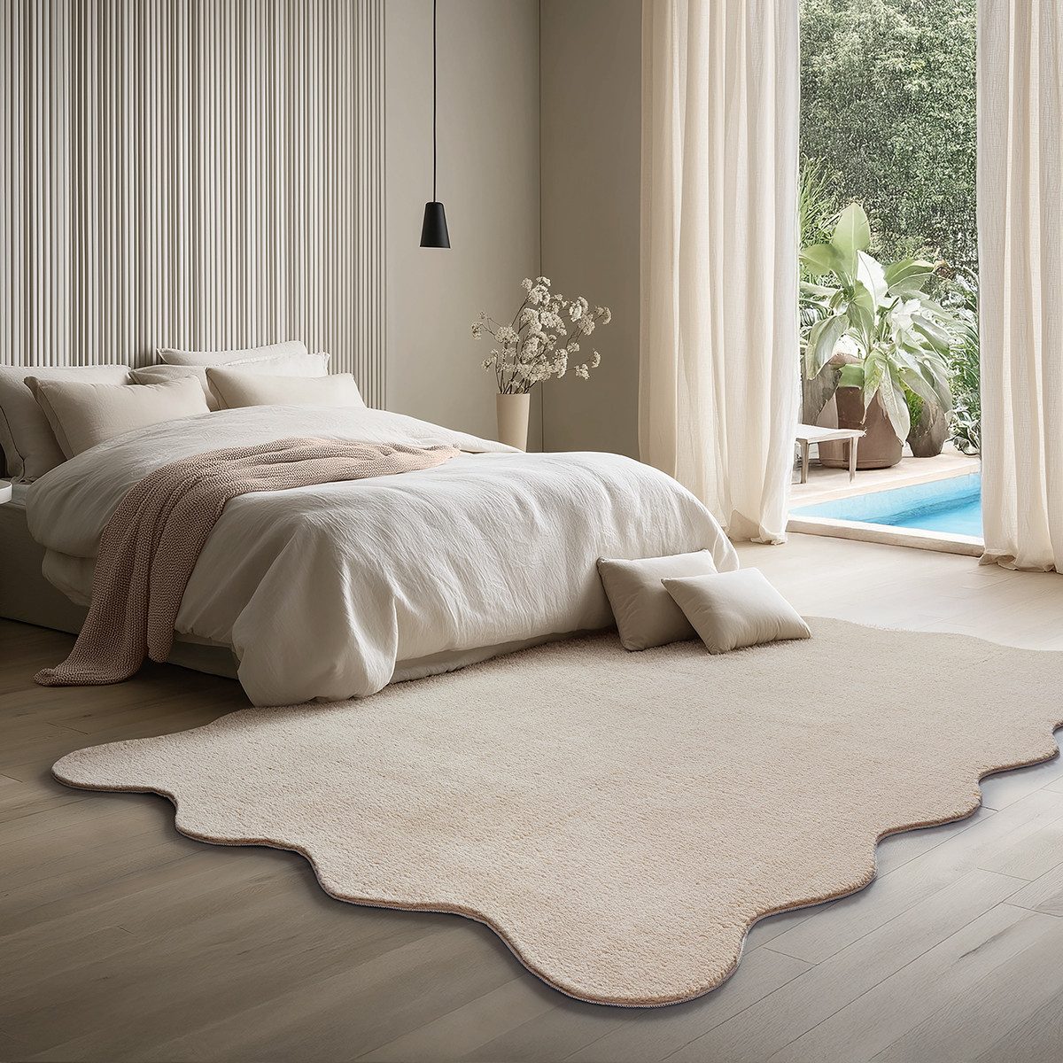 the carpet Teppich kuschelig & Super Soft, Anti-Rutsch Unterseite, wellenförmig, Höhe: 16 mm, Waschbar bis 30 Grad, Felloptik, Wohnzimmer Teppich, Kundenliebling