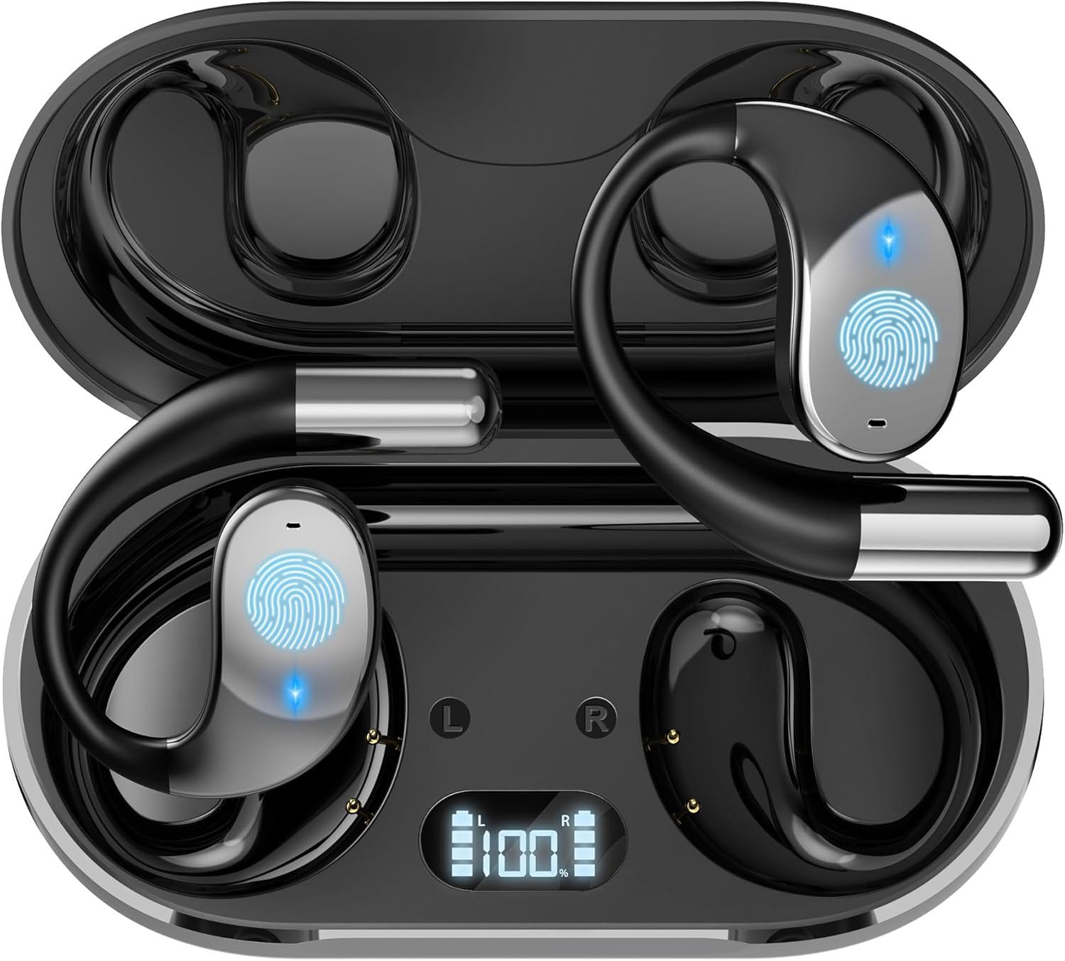 MOPUEA Bluetooth Kopfhörer Übersetzungs Kopfhörer Open-Ear-Kopfhörer Open-Ear-Kopfhörer (Clip-on Sport-Kopfhörer, Bluetooth 5.4, Offenes Ohrclip-Design, Echtzeit-Übersetzung in 144 Sprachen, Ohrhörer Übersetzergerät für Übung, Büro, Alltag, Arbeit, Reisen
