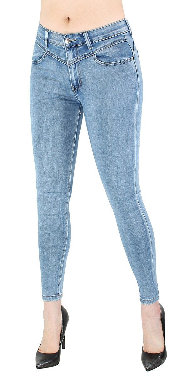 dy_mode Push-up-Jeans Damen Röhrenjeans mit Stretch Skinny Fit Jeans  Stretchjeans Push-Up Push-Up Po, 4-Pocket Style, Skinny Jeans
