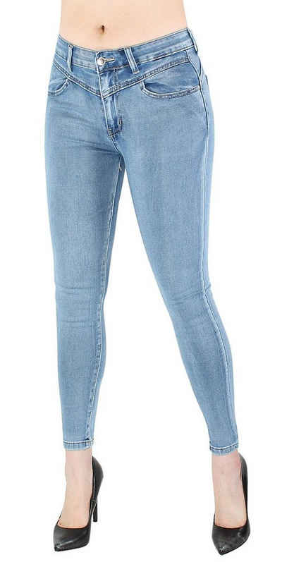 dy_mode Push-up-Jeans Damen Röhrenjeans mit Stretch Skinny Fit Jeans Stretchjeans Push-Up Push-Up Po, 4-Pocket Style, Skinny Jeans