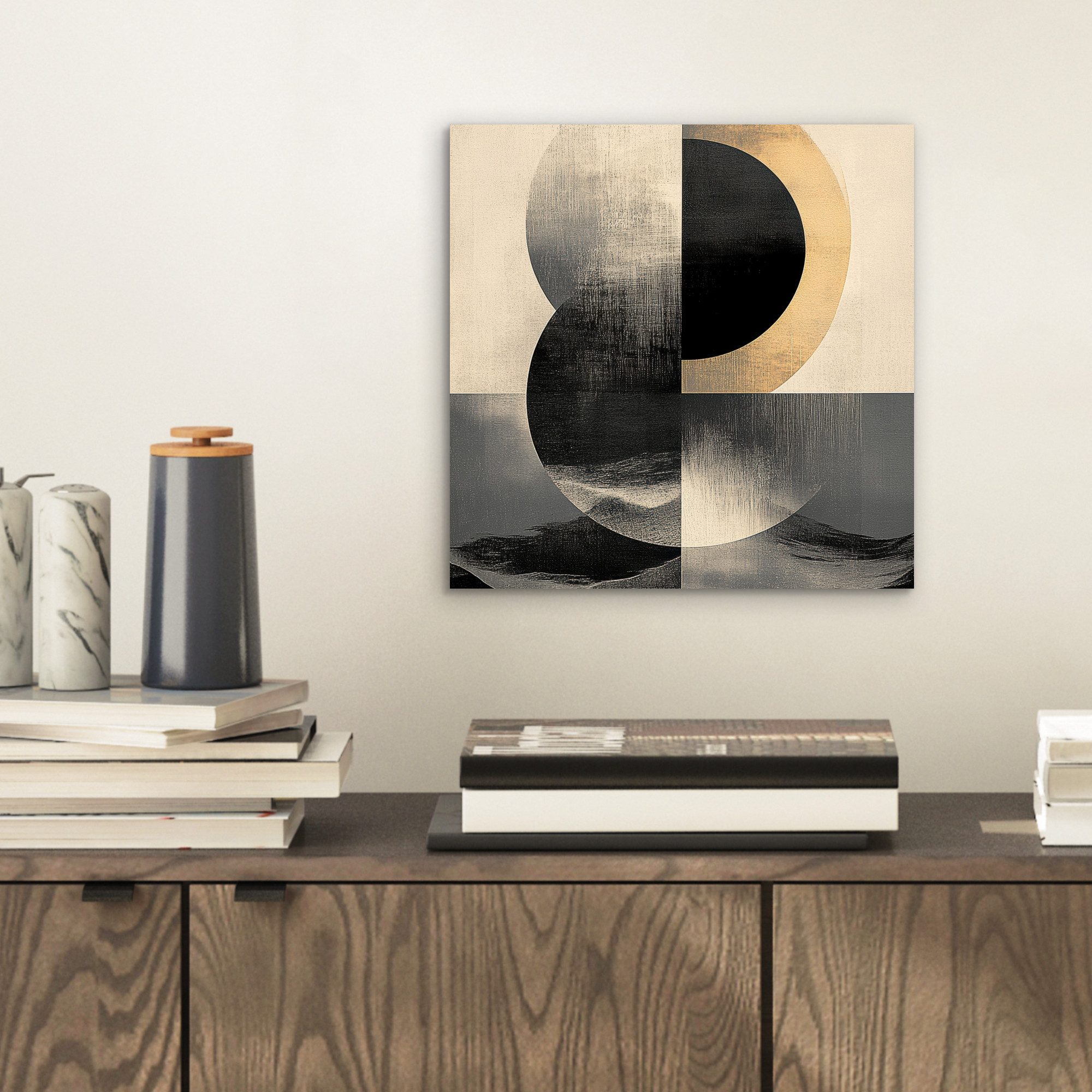 MuchoWow Metallbild Kreise - Schatten - Abstrakt, Inkl. Aufhängung, Alu-Dib günstig online kaufen