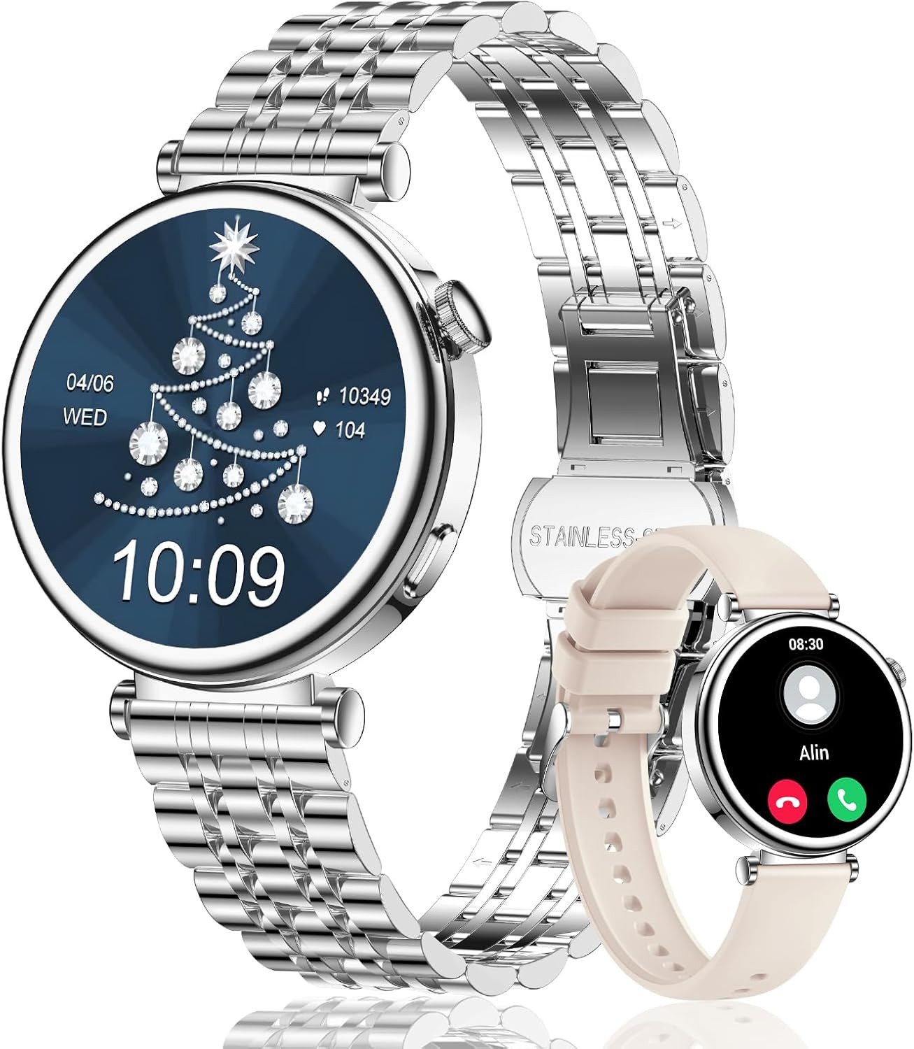 CIVO i109-2 Smartwatch (3,2 cm, android ios), Damen Smartwatch mit rundem 1.32" Display, Bluetooth Telefonie