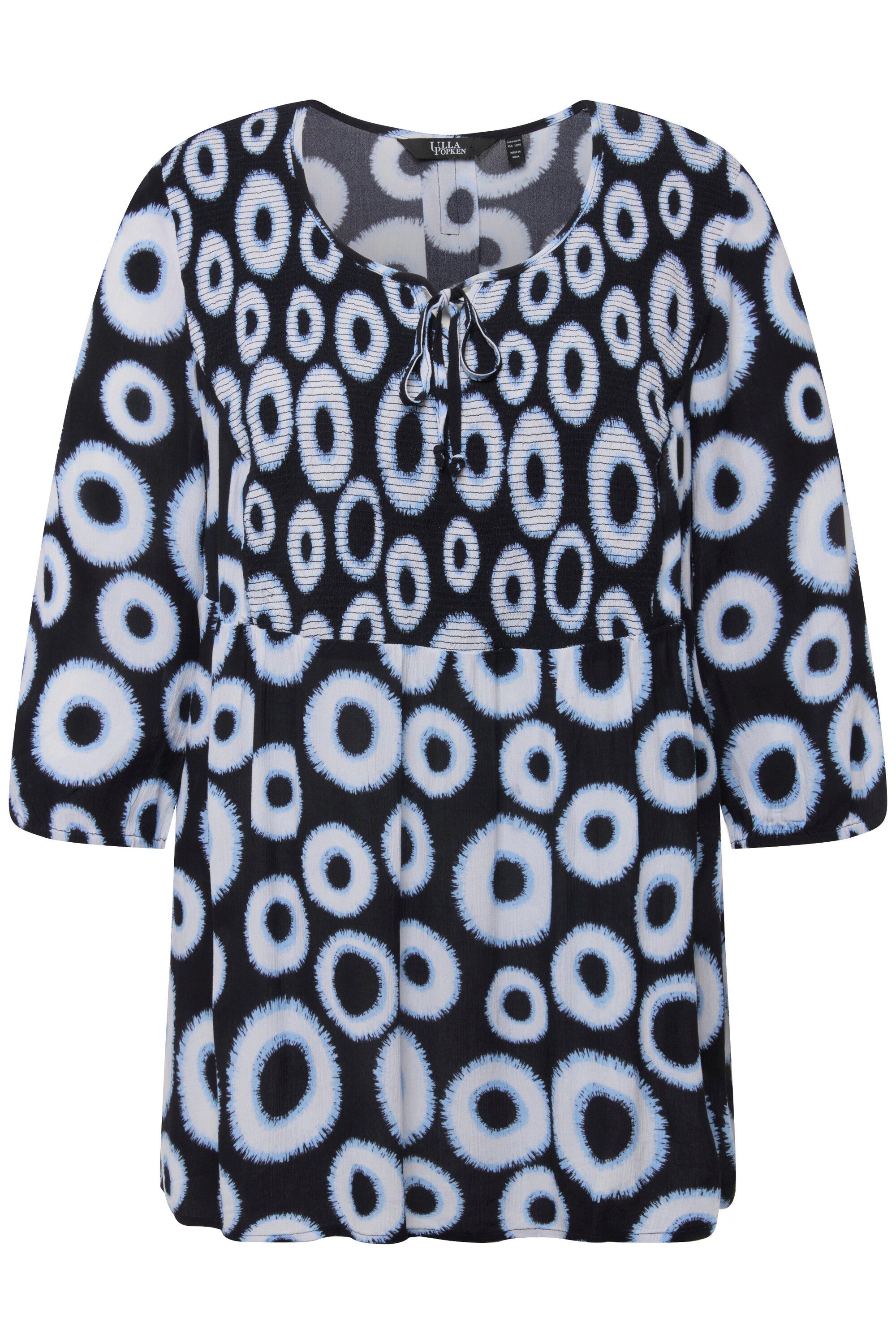 Ulla Popken Druckbluse Smokbluse Kreise A-Linie günstig online kaufen