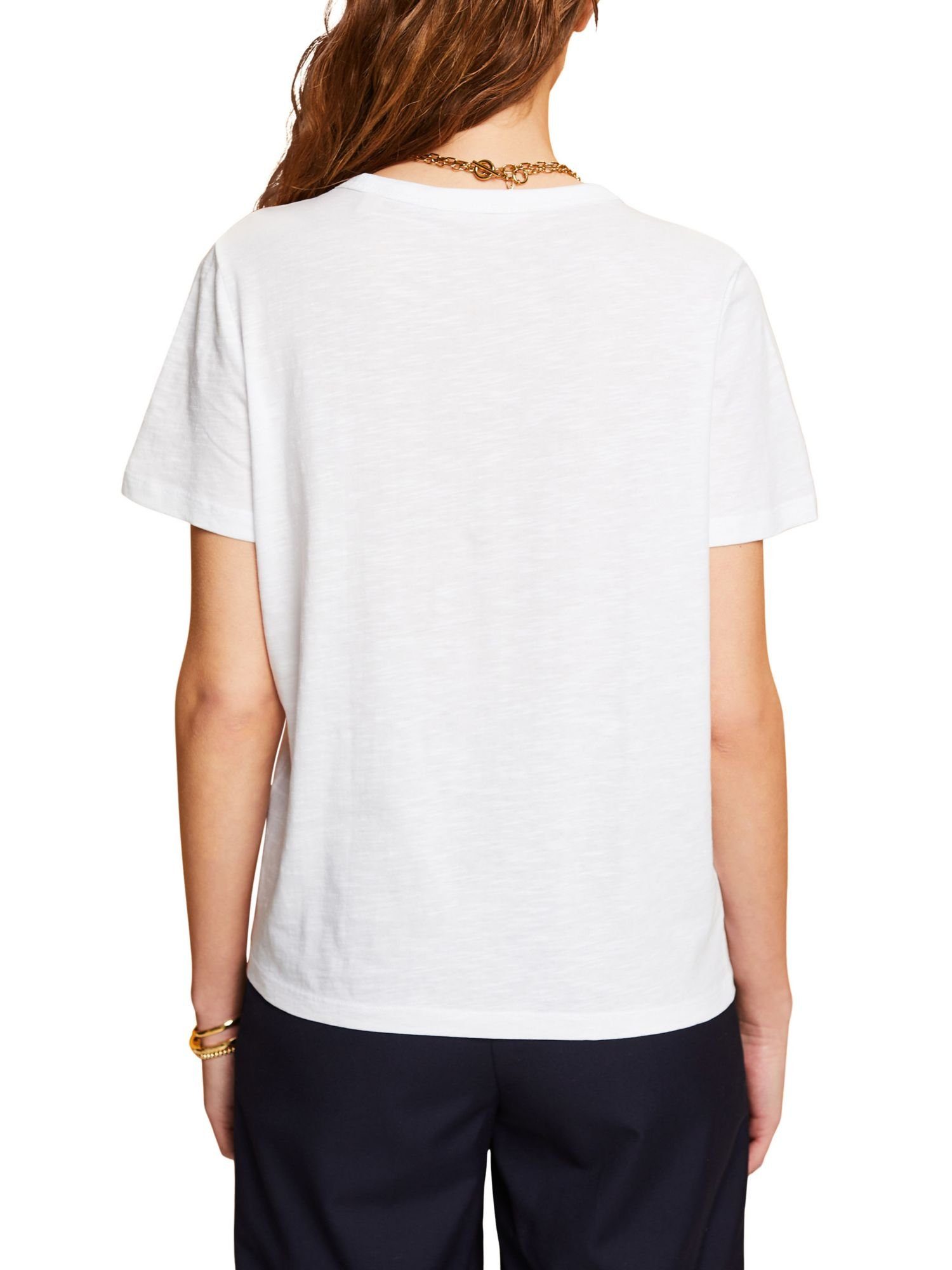 by edc Esprit aus 100% WHITE Jersey, (1-tlg) T-Shirt T-Shirt Baumwolle