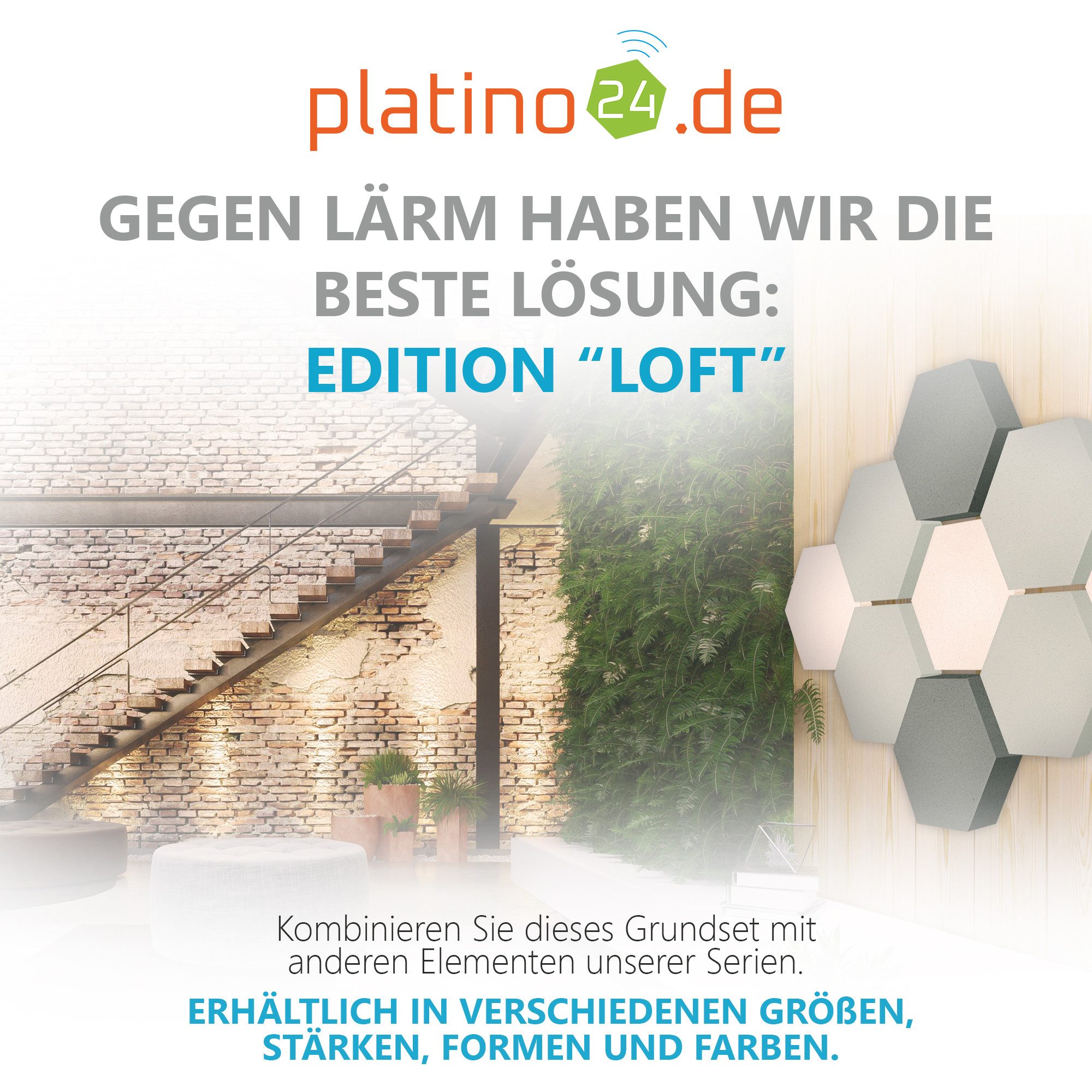 platino24 3D Wandpaneel Edition LOFT 9 Elemente 3D m I Ø 300mm, Schalldämmung Wand & Decke