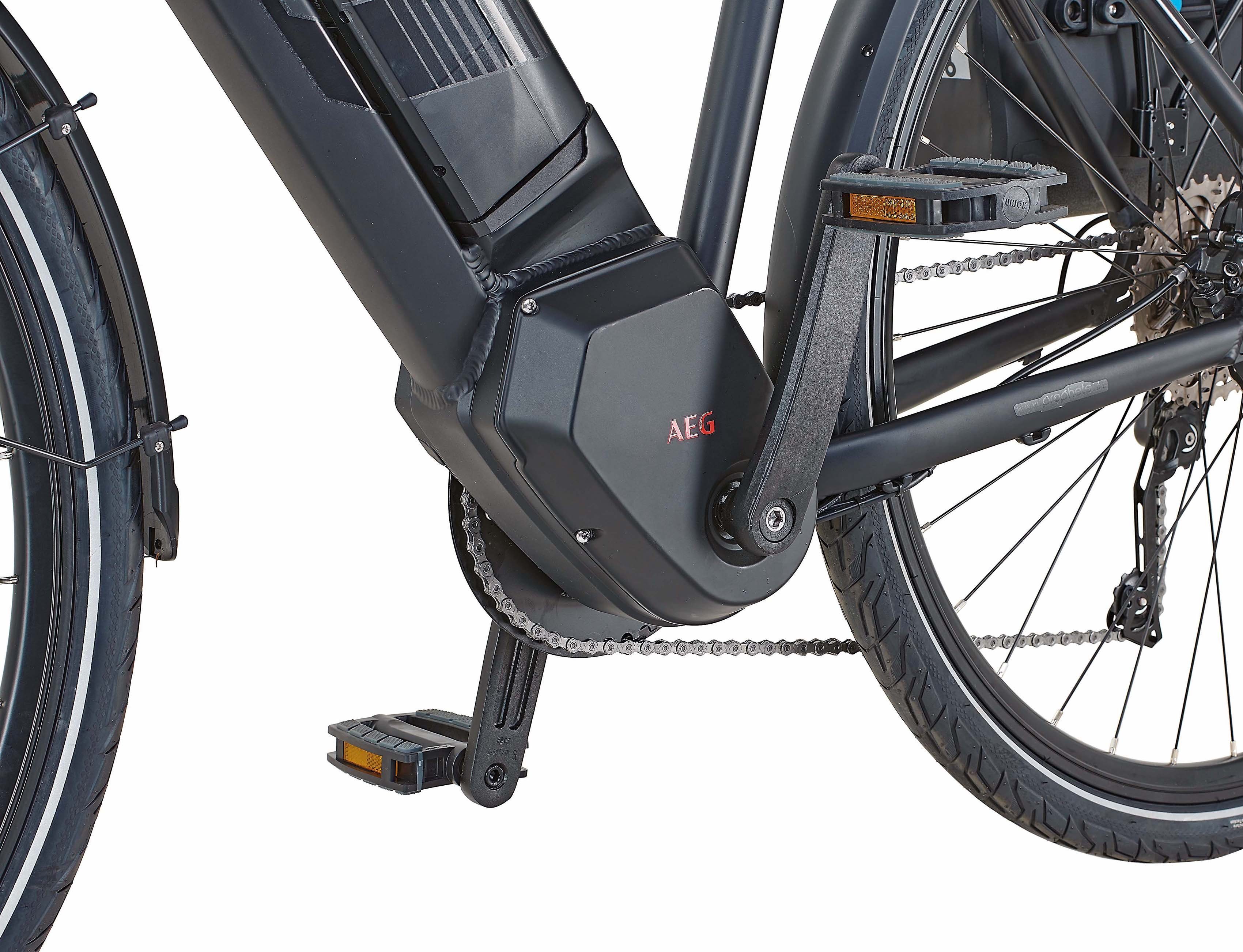 Gang 10 E-Bike Entdecker (mit 672 Wh Seitentasche) Kettenschaltung, Deore Schaltwerk, Prophete Mittelmotor, Akku, PowerEdition, Shimano