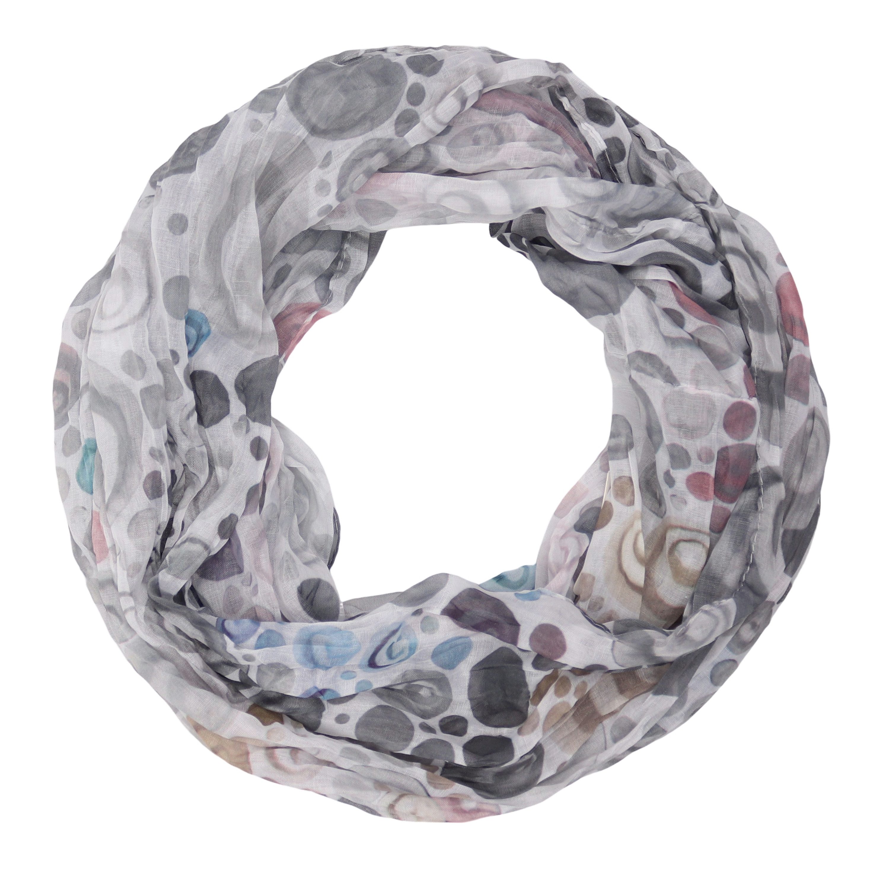 MIRROSI Loop Damen Schal mit Kreis-Muster Weich, (zweimal um den Hals wickelbar, ca.45x75cm), Damen Halstuch ideal für Frühling, Sommer oder Herbst