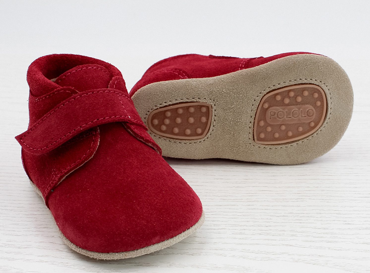POLOLO Pololo Barfußschuhe Lauflernschuhe Porto Leder Rot Kletter Lauflernschuh