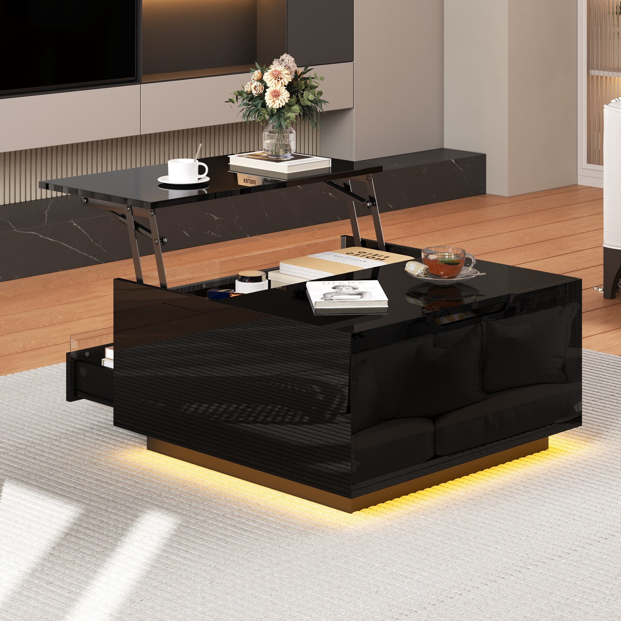 MODFU Couchtisch Höhenverstellbarer Couchtisch 70x70x38 cm günstig online kaufen