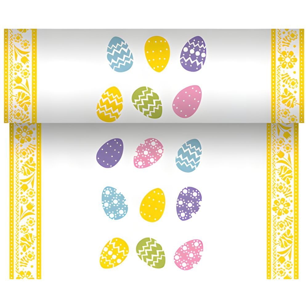 PAPSTAR Tischläufer Tischläufer, stoffähnlich, Airlaid 24 m x 40 cm Coloured Eggs 6 Stk