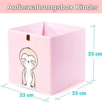 Centi Faltbox 3 Kinder Aufbewahrungsboxen mit Schlaufe zum Herausziehen (Set, 3 St., 33x33x33 cm), Kallax Boxen mit 3 Motiven, Aufbewahrungsbox Kinder rosa