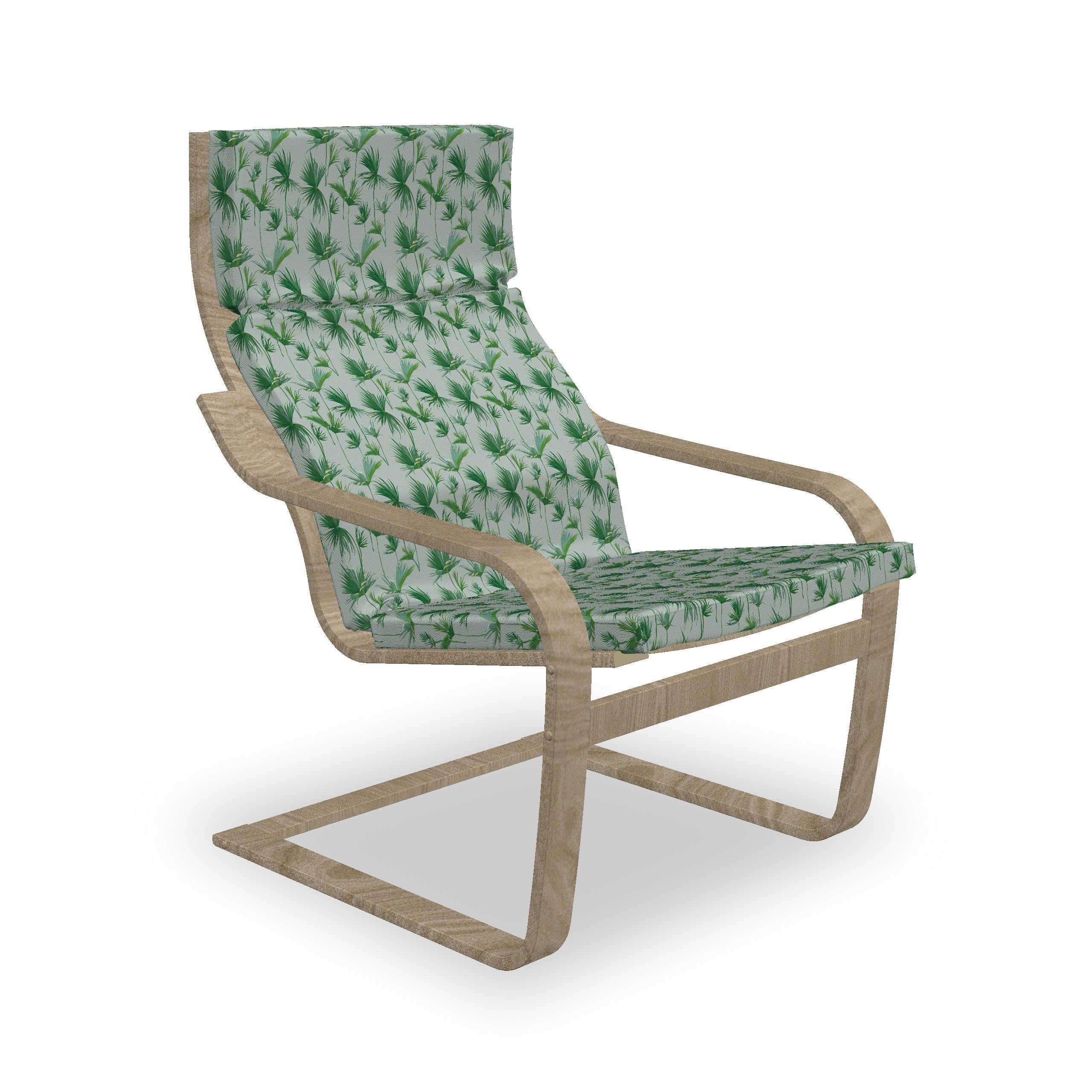 und Stuhlkissen Palm-Blätter-Entwurf Hakenschlaufe mit Stuhlkissen Abakuhaus Verstreute Exotisch Reißverschluss, Sitzkissen mit