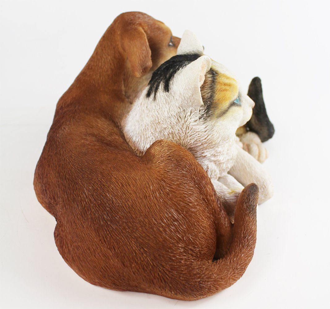 Arnusa Gartenfigur Hund und Katze Dekofigur 34 cm, wie echt Gartendekoration – Bild 3 von 5