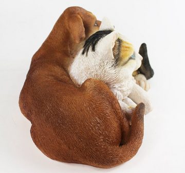 Arnusa Gartenfigur Hund und Katze Dekofigur 34 cm, wie echt Gartendekoration