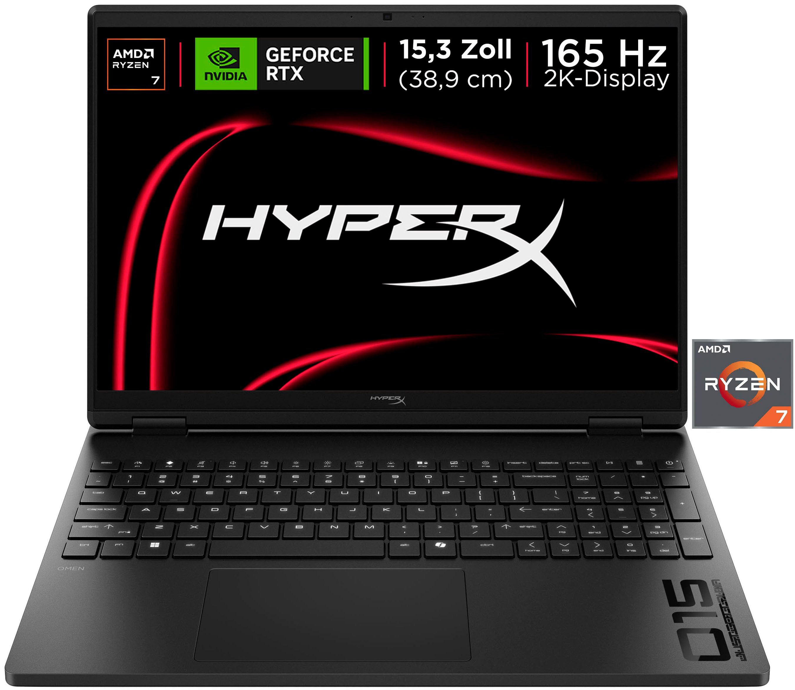 HP HyperX OMEN 15-gb0071ng Gaming-Notebook (38,8 cm/15,3 Zoll, AMD Ryzen 7 8745HX, GeForce RTX 5070, 16 GB, 512 GB SSD)