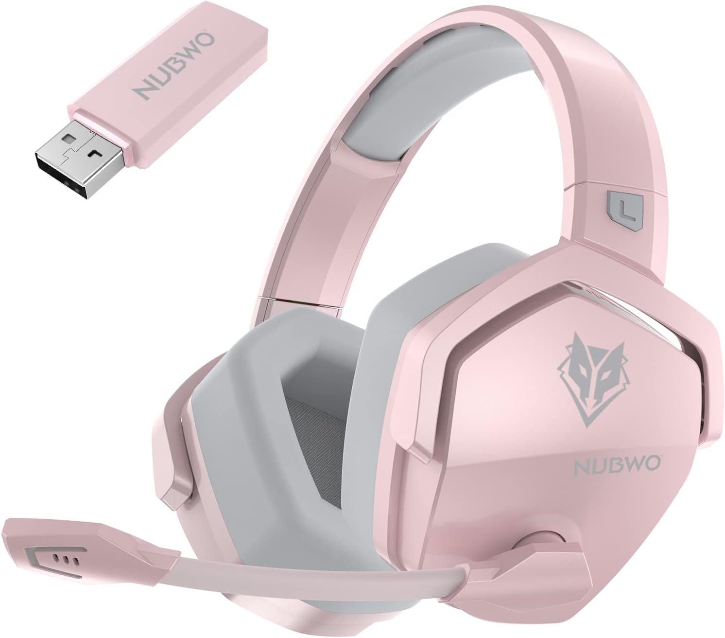 NUBWO für Mikrofon, Wireless-Nutzung Gaming-Headset (Rauschunterdrückung 17+ PS4 Stündige PS5 mit über Mikrofon Ohr-Gaming-Kopfhörer PC) Gaming-Kopfhörer