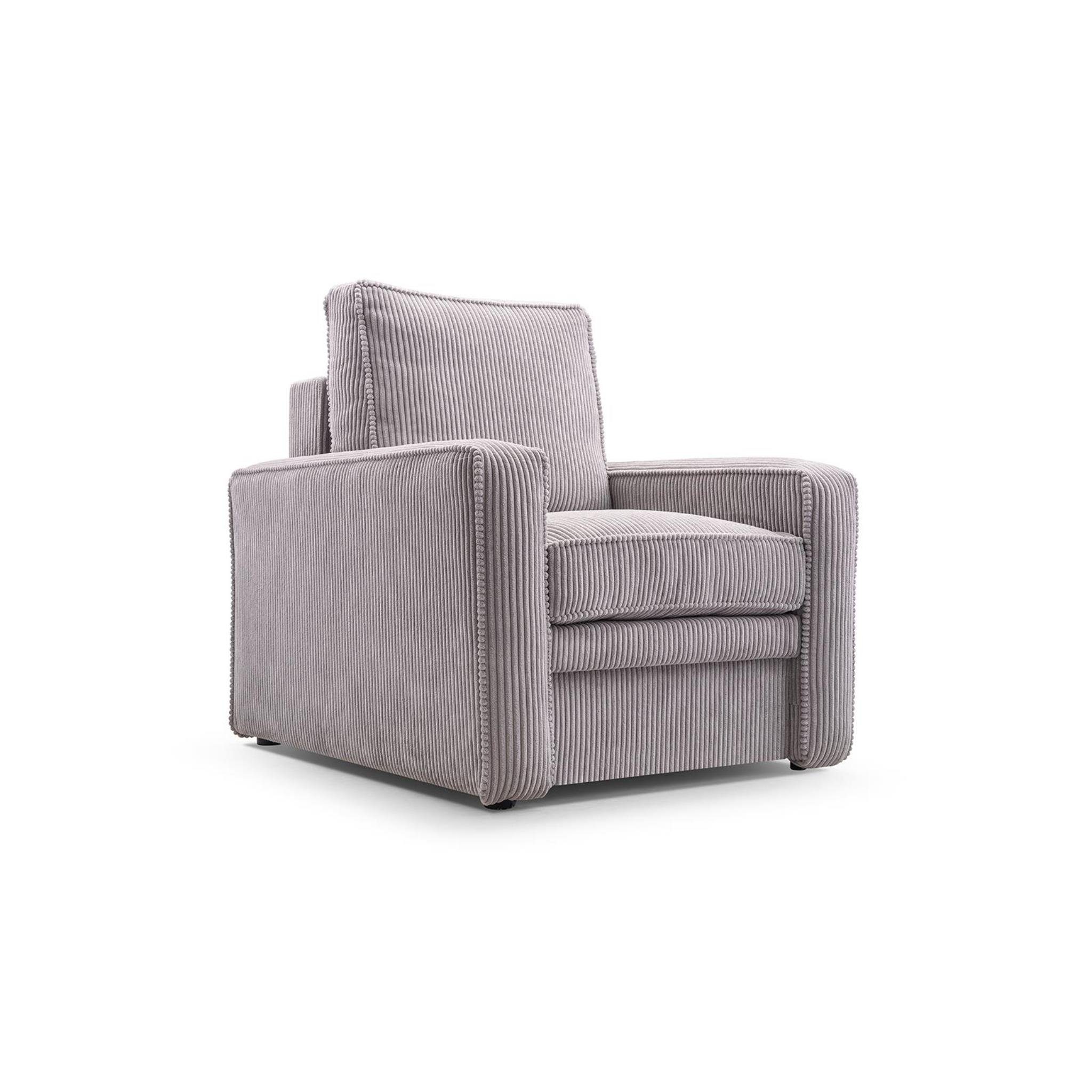 Beautysofa Relaxsessel Tobias (stilvoll Polstersessel für Wohnzimmer, Maße: 82 cm x 94 cm x 97 cm (B x H x L), Wellenfederm, schwarzes Beine, Cord-Struktur), Sessel aus Velourstoff Grau (lincoln 86)