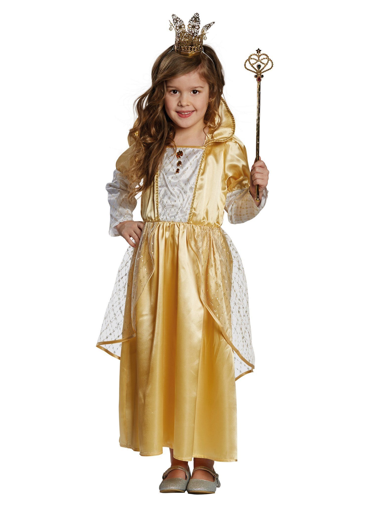 Rubie´s Prinzessin-Kostüm Goldene Märchenkönigin, Knöchellanges Kleid mit Stehkragen - ganz goldig!