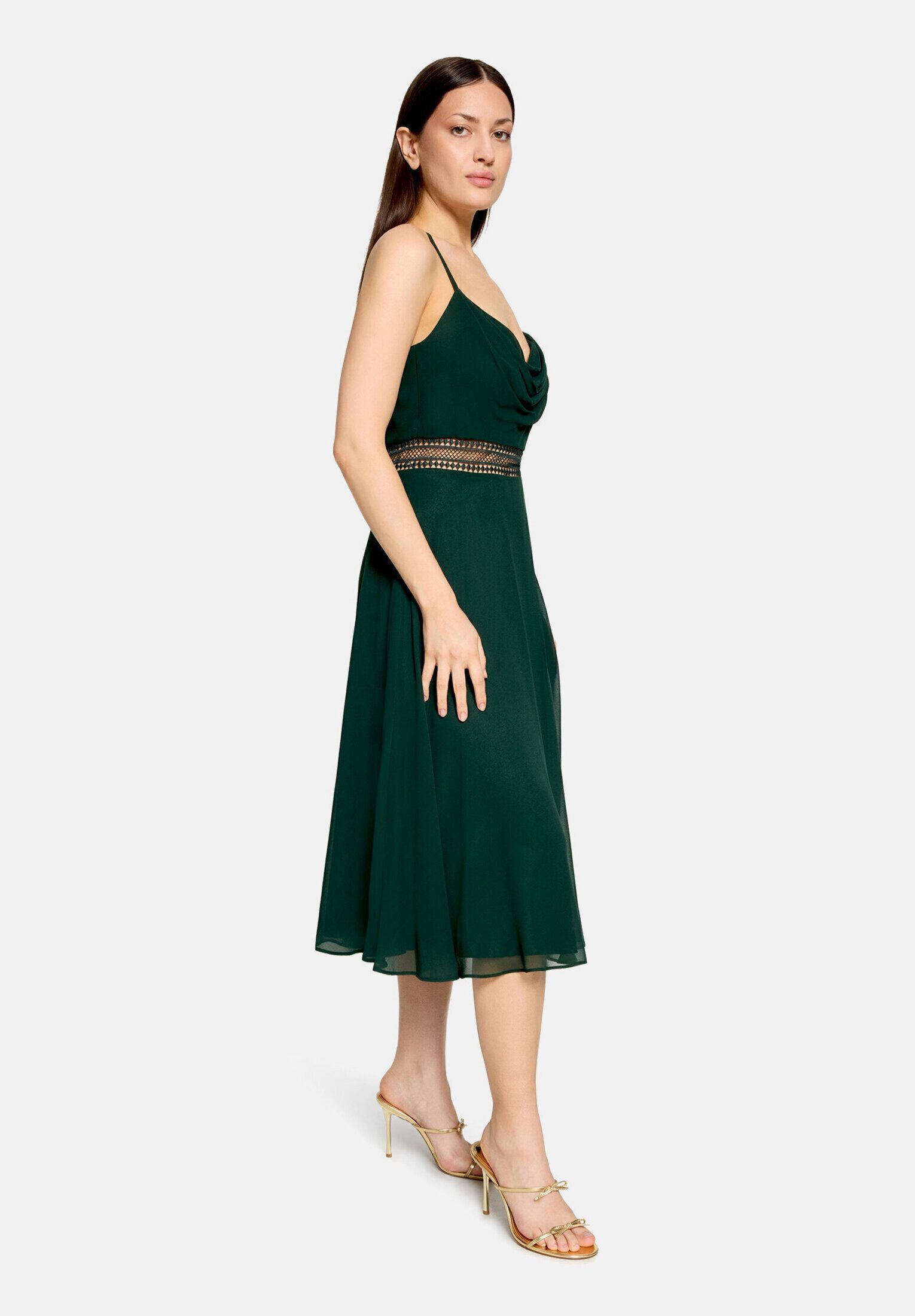 Vera Mont Cocktailkleid Damen mit Wasserfallausschnitt Stickerei