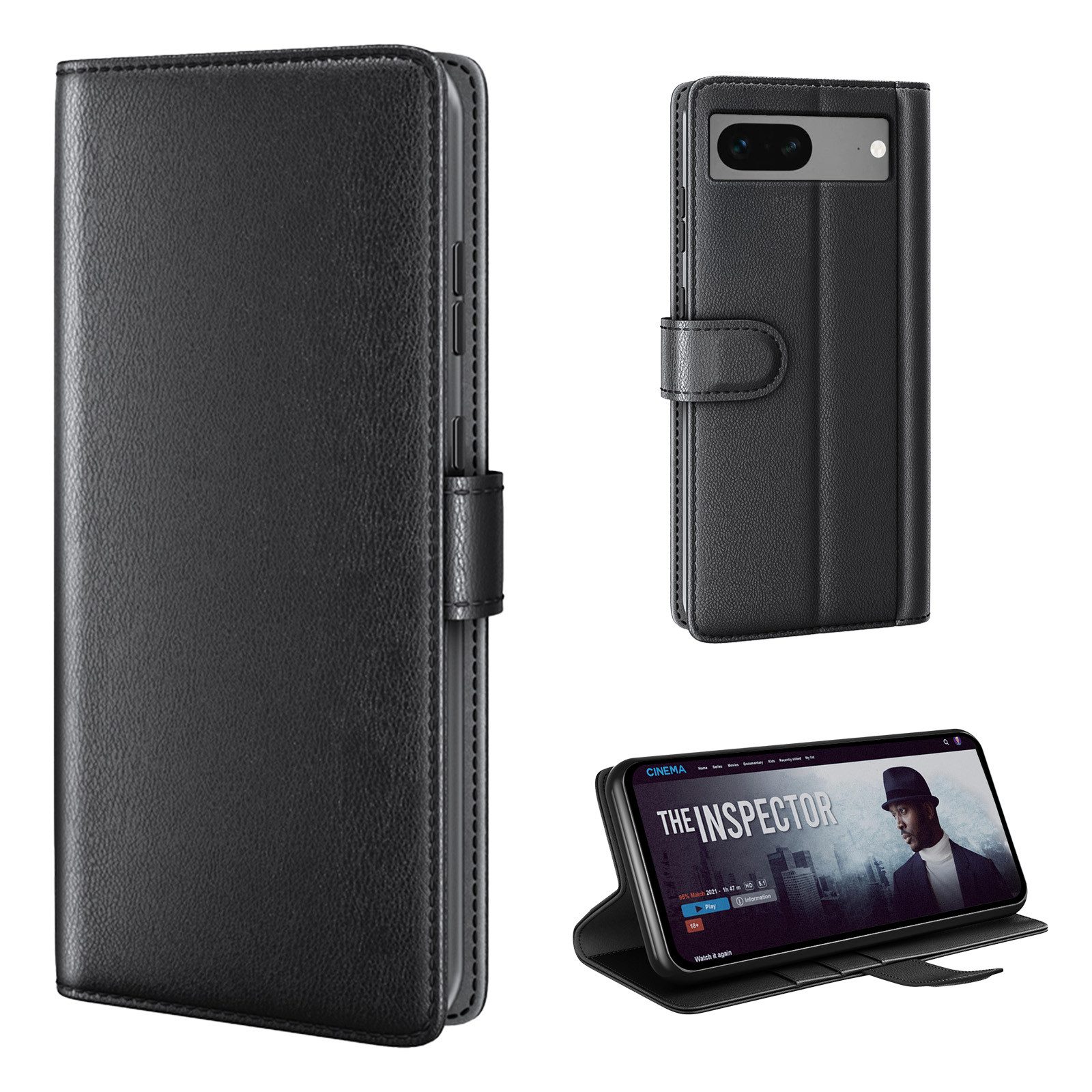Tec-Expert Handyhülle Echtleder Hülle für Google Pixel 8 6.2 Zoll, 6.2", Cover Klapphülle Case mit Kartenfächern und Geldfach aufstellbar