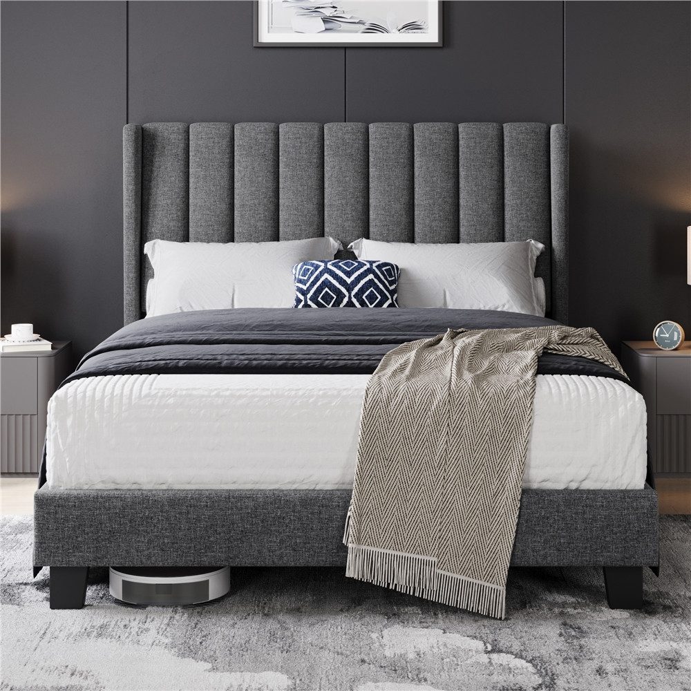 Yaheetech Polsterbett 140/160 x 200 cm, Doppelbett Familienbett Bettgestell mit Lattenrost, 140 x 200 cm