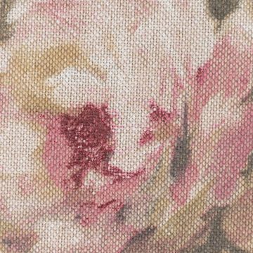 SCHÖNER LEBEN. Stoff Dekostoff Leinenlook Classic Painted Rose Rosen natur rosa 1,40m Br, atmungsaktiv