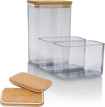 Lashuma Frischhaltedose, Kunststoff, (Set, 3-tlg), Vorratsbehälter für Müsli, Kaffee, Gewürze 2x 1 Liter - 1x 2 Liter